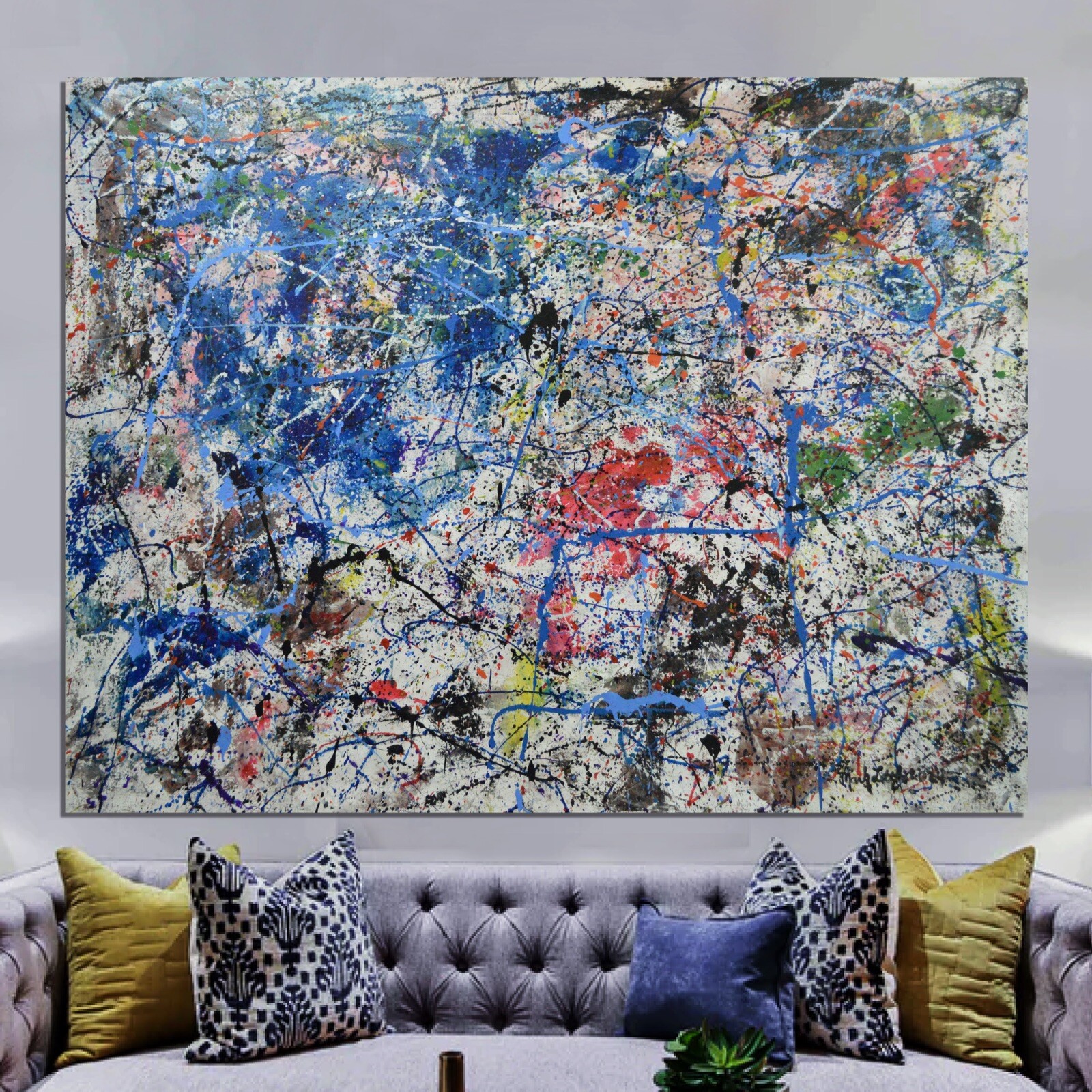 Jackson Pollock style Professional Painting 84”X62” (7 Foot) Abstract Modern XL