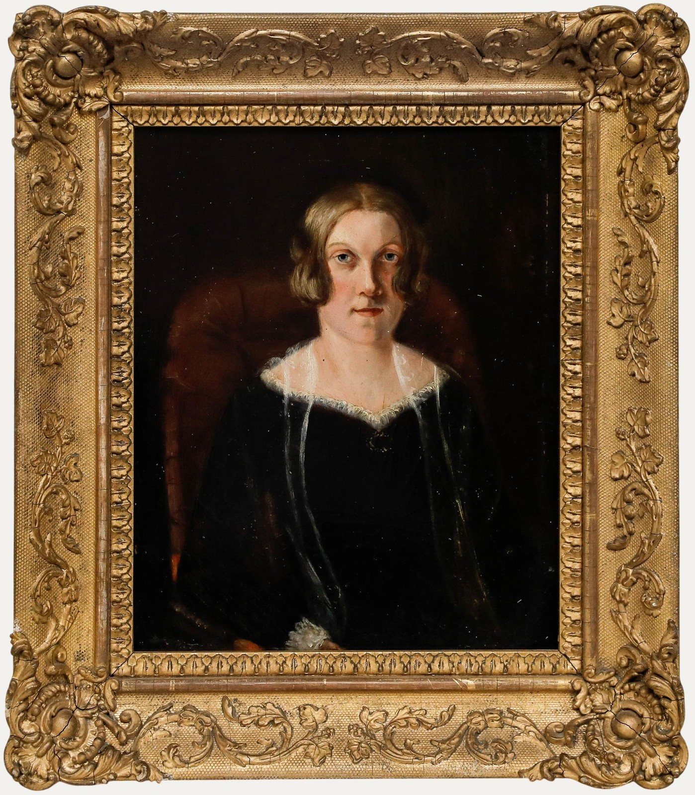 English School 19th Century Oil – Lady in Black Velvet