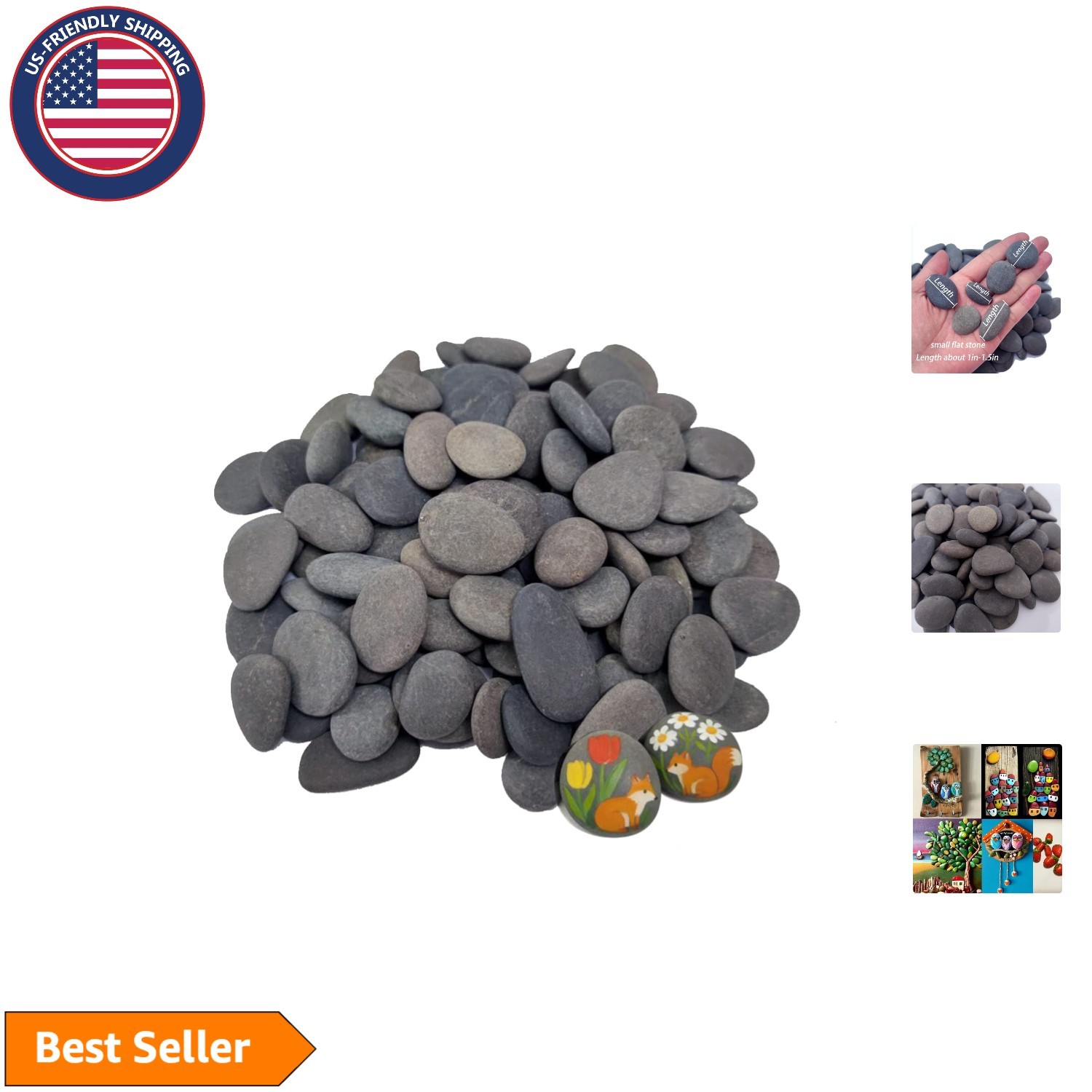 1.5 Inch Flat Natural Rocks – 100 PCS for Creative Arts, Painting & Decorations