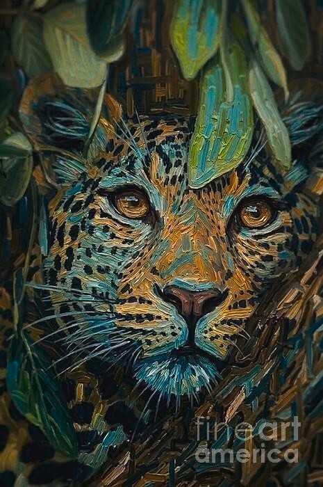 new hand made Painting on 12″x 16″ canvas Leopard Through the Leaves by Wendy