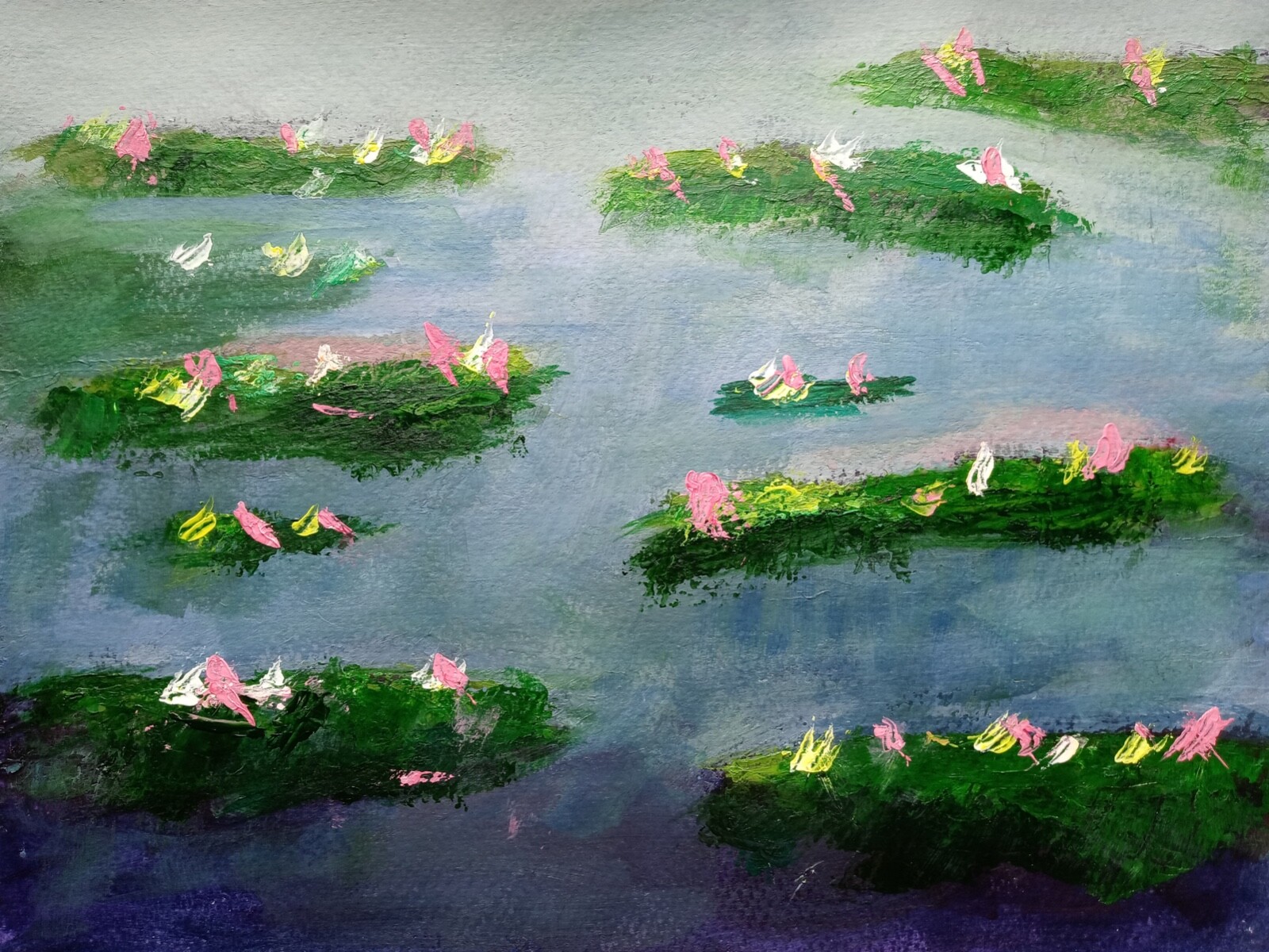 Impressionism 11X14 Monet’s Water Lillies Handmade Signed Colorful ART Painting