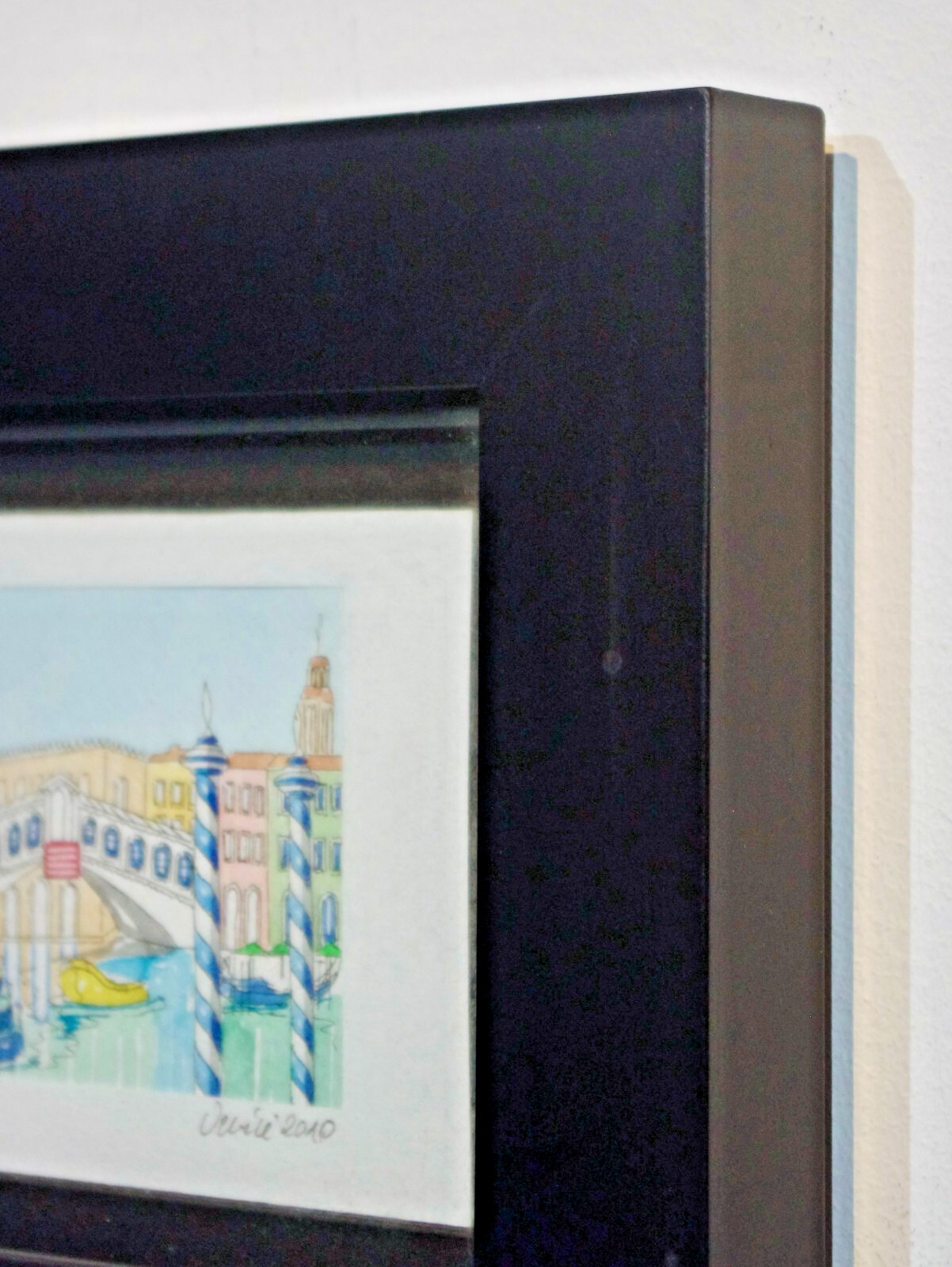 Original Watercolor- Signed Framed- Venice Italy- 2010 Piccola Rialto Bridge