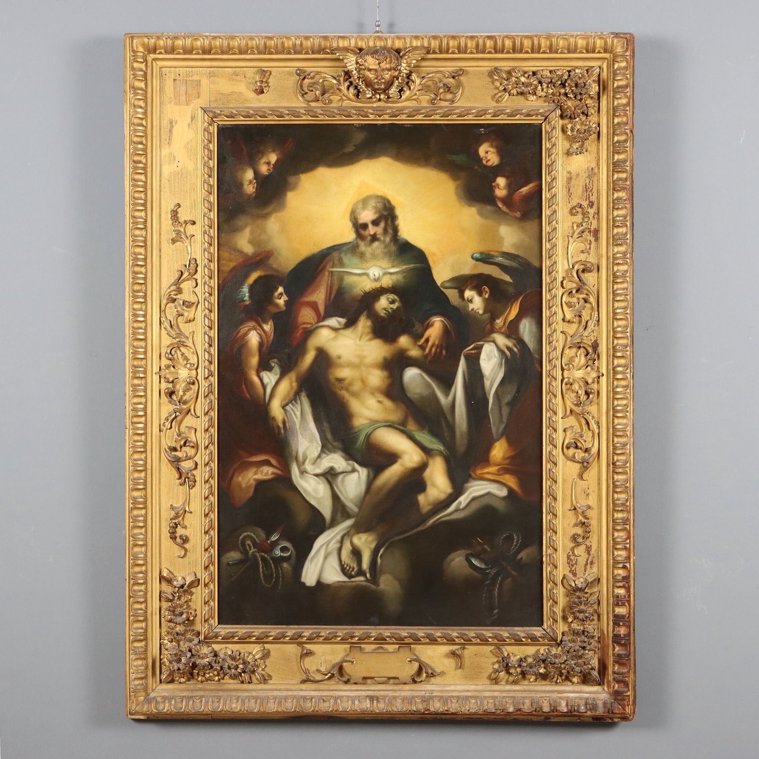 Antique Painting Copy from Ludovico Cardi Trinity Oil on Canvas ‘700