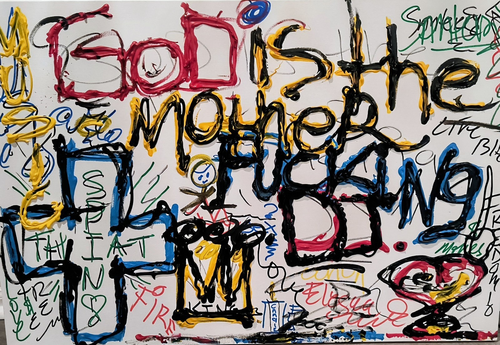 God is the, DJ,by Trey Coppland Abstract Graffiti Acrylic Painting, Signed