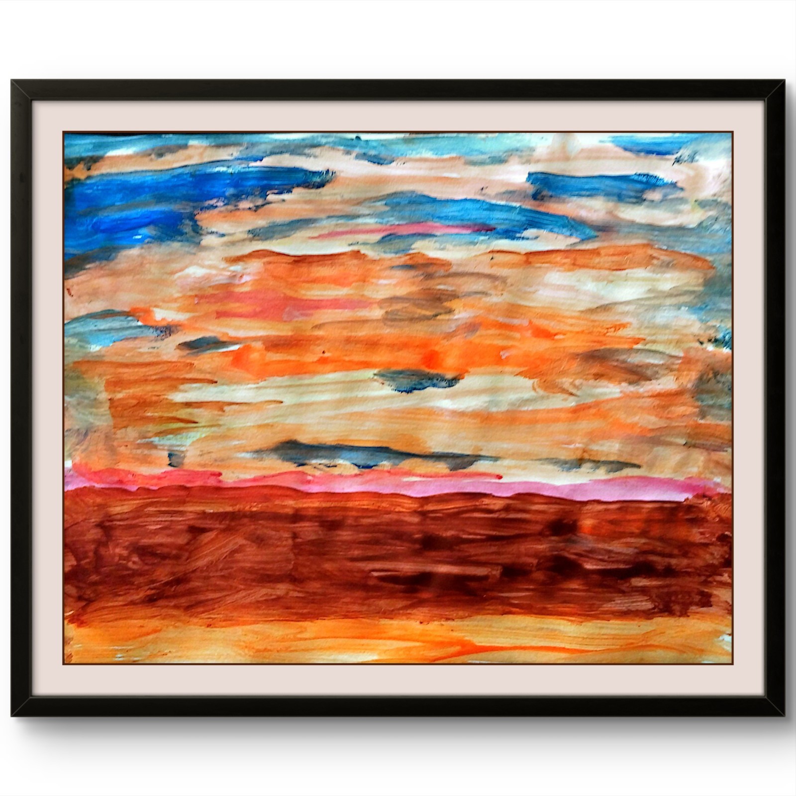Colorful Landscape Modern Original Signed Paper Acrylic Wall Art 11×14 BACH