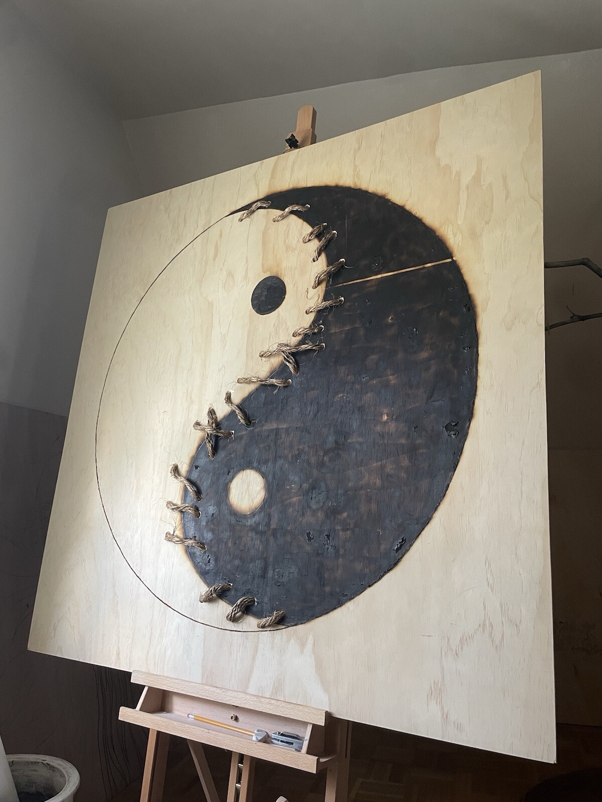 “Inner Union” An Eye Catching, Thought Provoking Wood Burning Piece 4’.0”x4’.0”