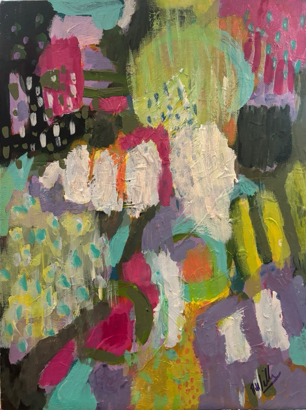 Abstract 11×14 Floral Expressionism Original Canvas Signed Brand New