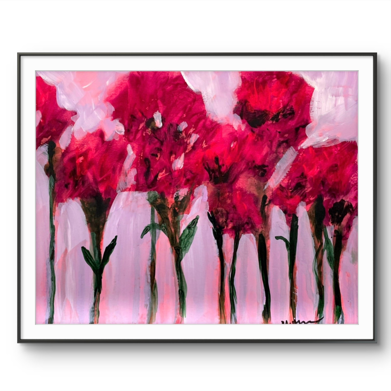 Mary Myers Original Floral Abstract Painting “Soft Landing” 9×12 Bristol Paper