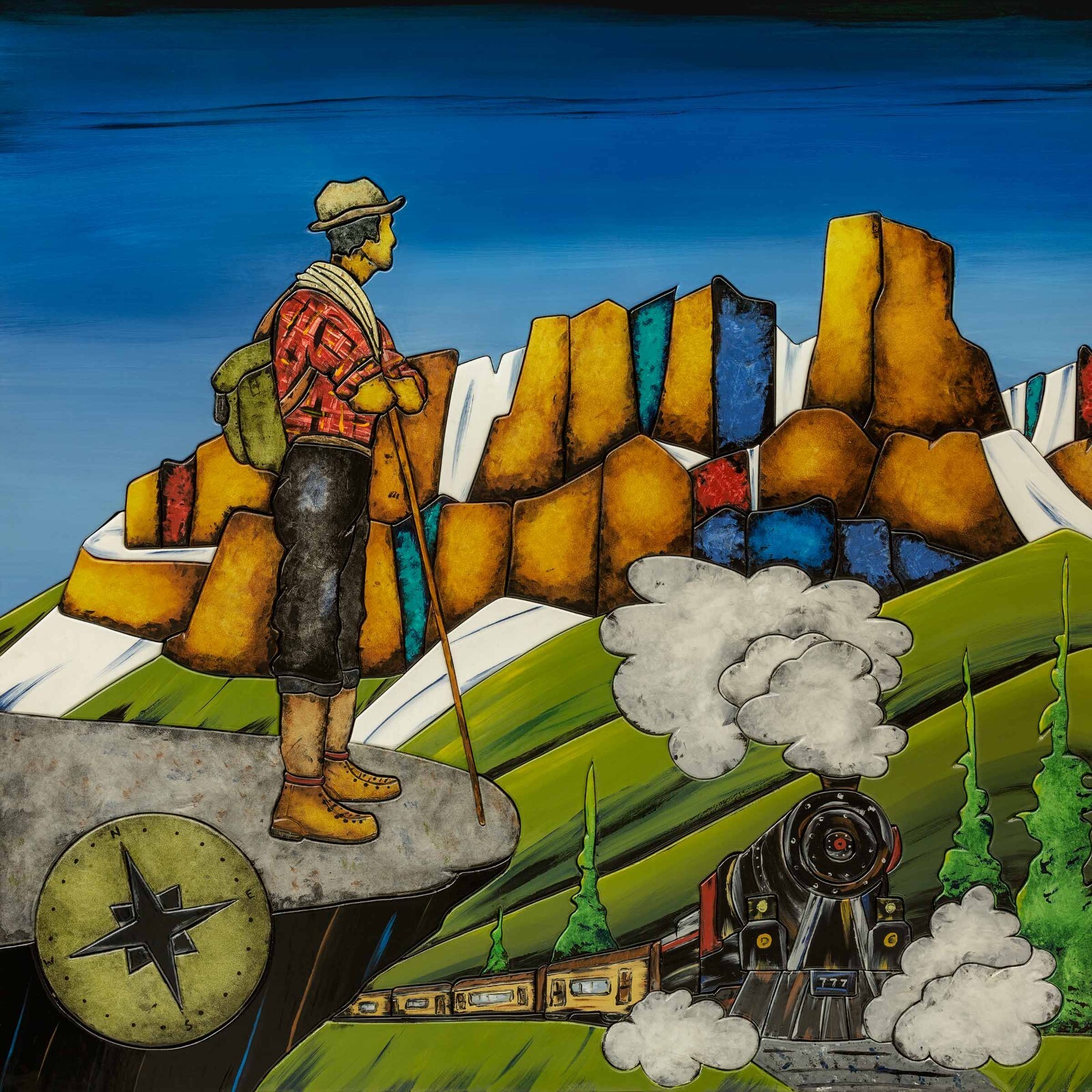 Fraser Mcgurk » Mountain Man » Canvas Collectible Alberta Art Canmore Train Hike
