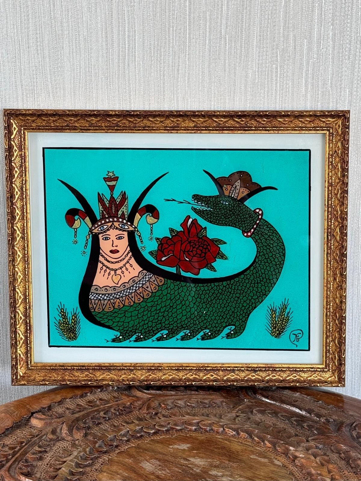 Shahmaran painting, Shahmaran snake woman, Turkish Mythology, Wall art, Anatolia