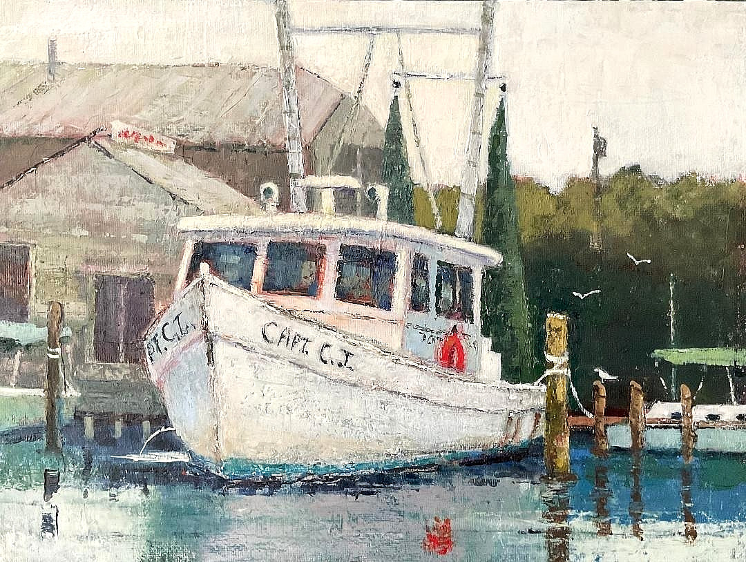 Original Oil Painting … Shrimp Boat Capt C.J…Boca Grande, Florida 9 x 12