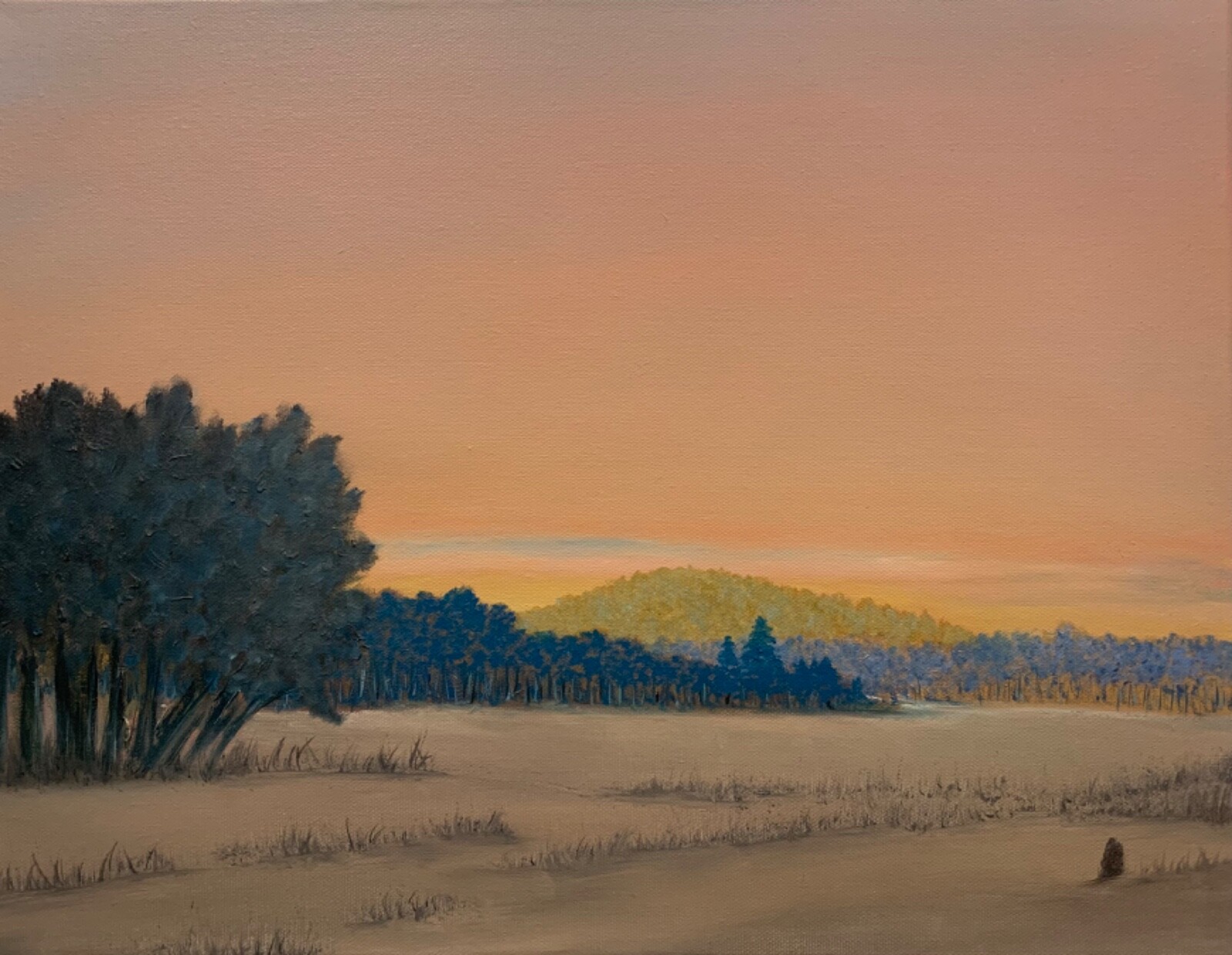 Original landscape painting Big Knob Mountain Sunrise 14” x 18” oil on canvas.