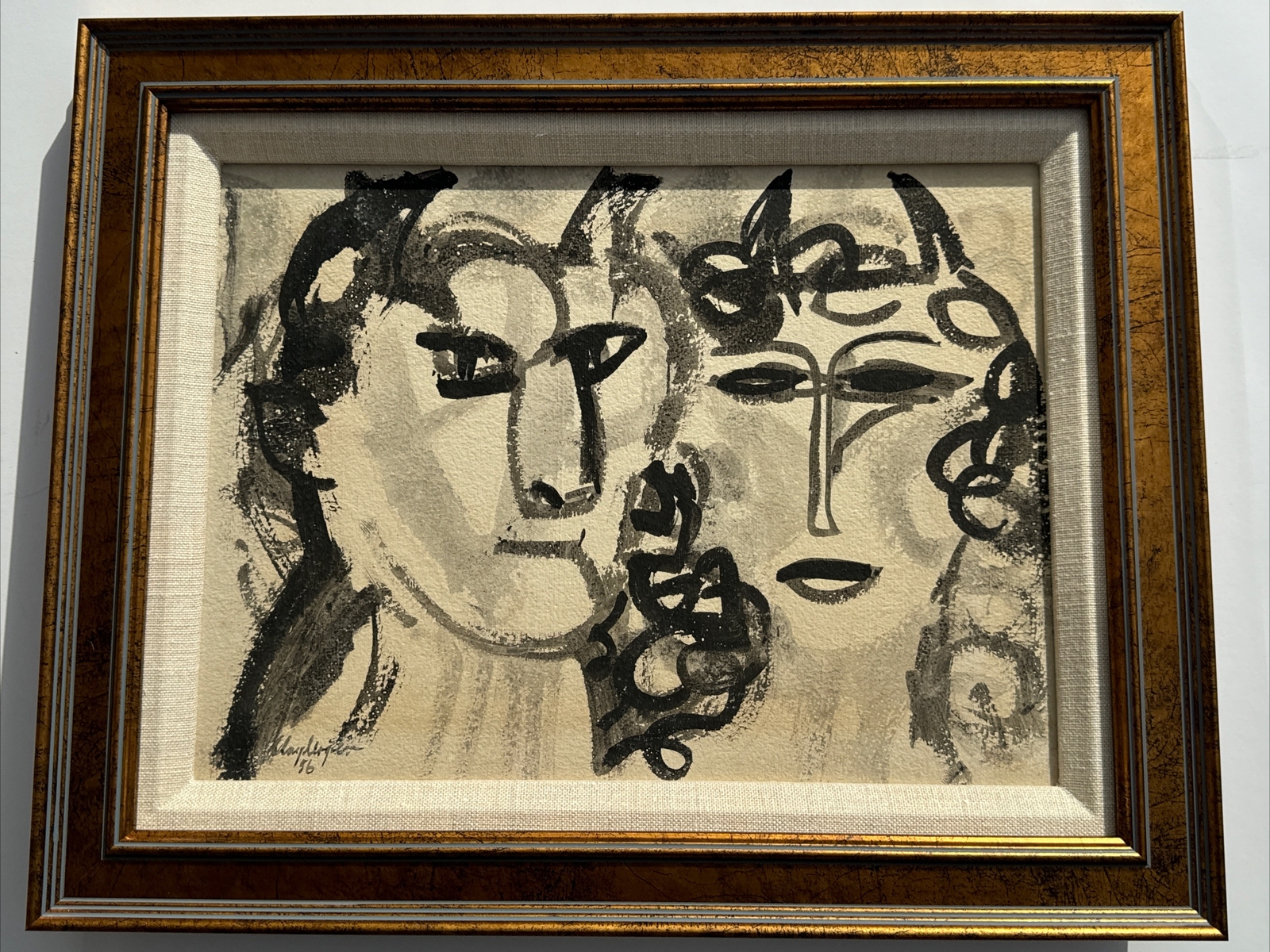 MID CENTURY PAINTING DEVIL SERIES LISTED SAMUEL CLAYBERGER MODERNISM 1950’S OIL