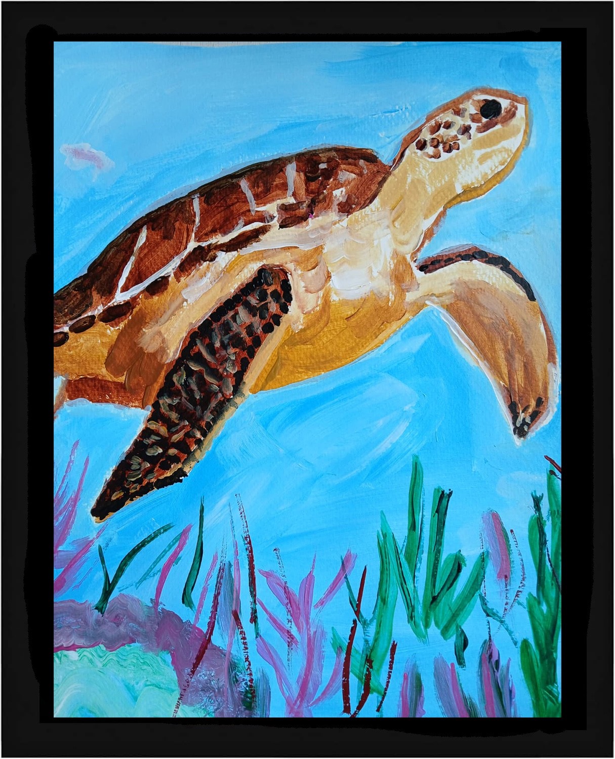 Abstract/Expressionism 11×14 Sea Turtle One of a Kind Street Art Painting