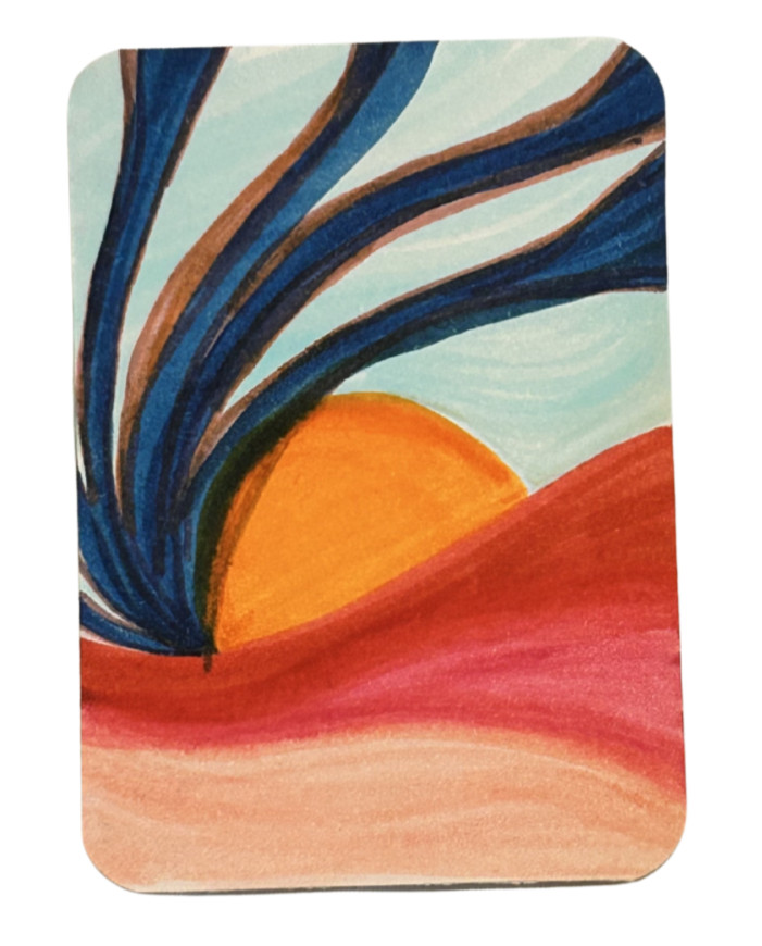ACEO Original Art Abstract Sunrise Sunset Marker Drawing OOAK by Kazzerit