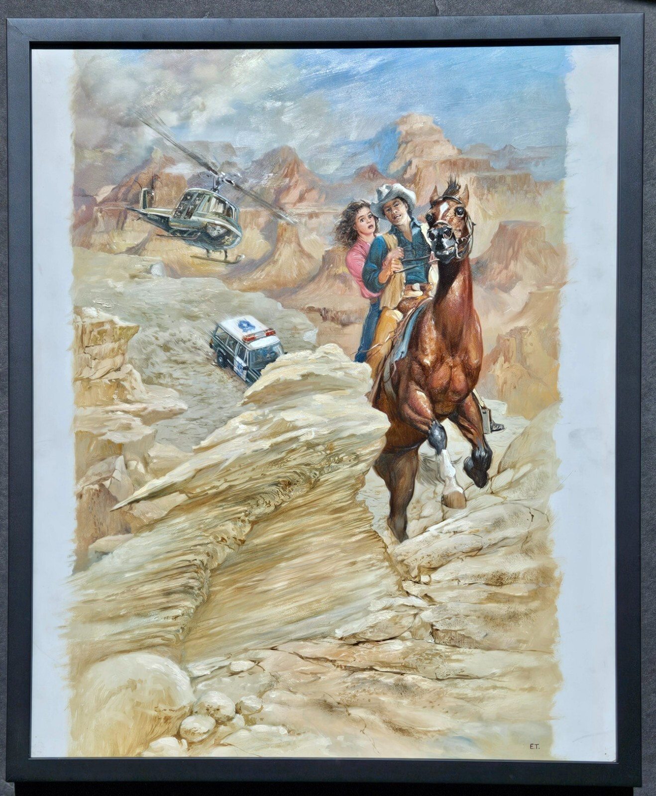 «Lost Manuscript» by Ed Tadiello Original Oil Painting, framed book cover incl.