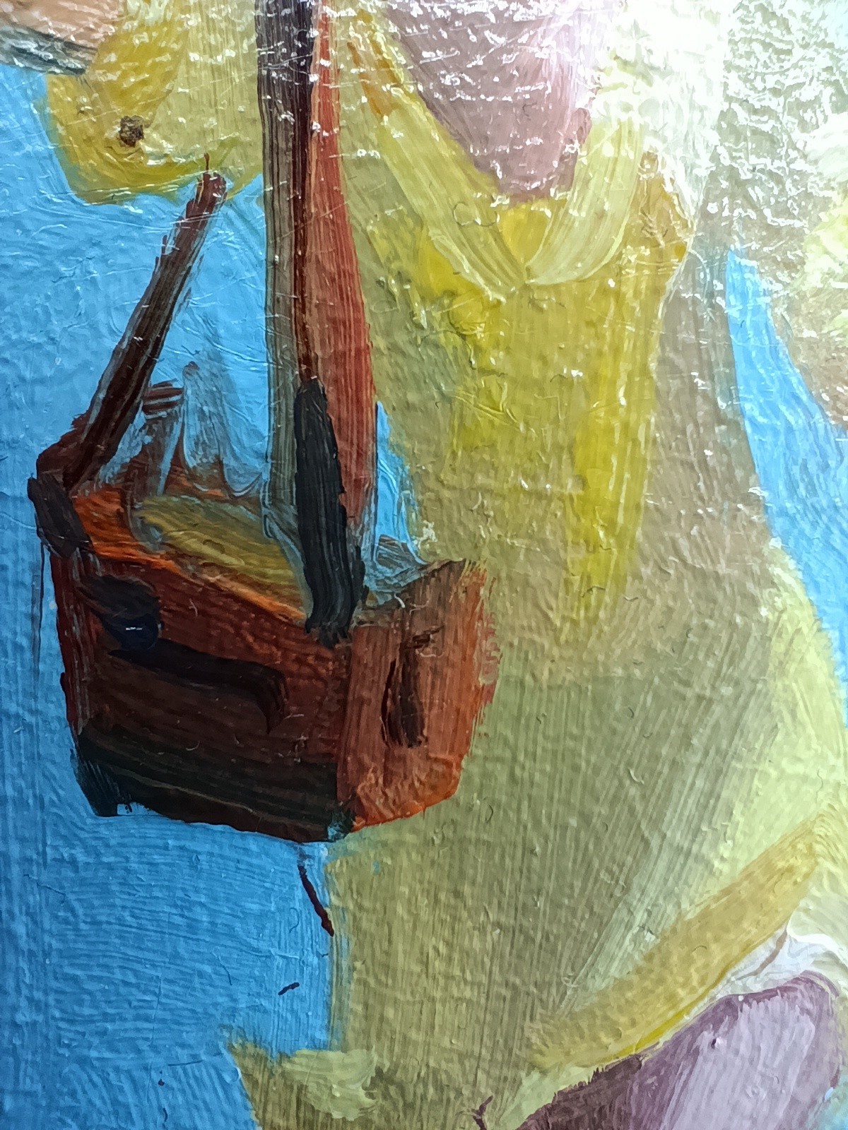 Beach Girl Original Oil Painting 4×6 Framed Signed Woman Sea Beachfront Art