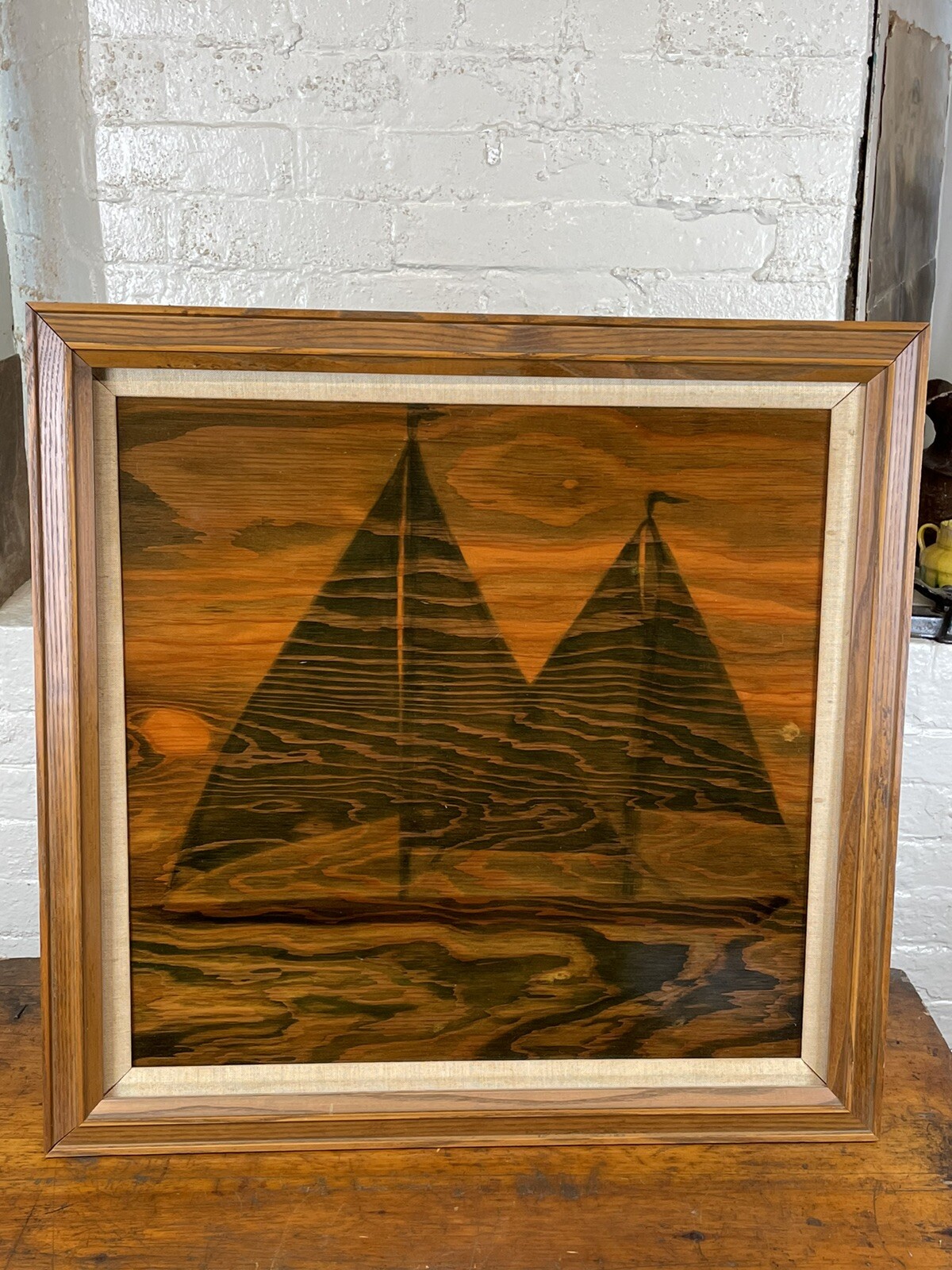 Vintage Wood Burn Art «SAILBOAT» Maritime Nautical Beach House Decor 23.5 x 23″