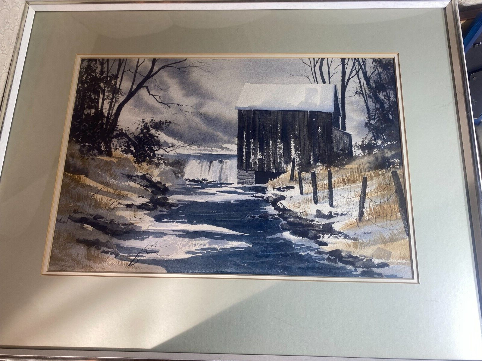 Craig Golden Myers «Grist Mill Scene» Watercolor Painting – Signed/Framed