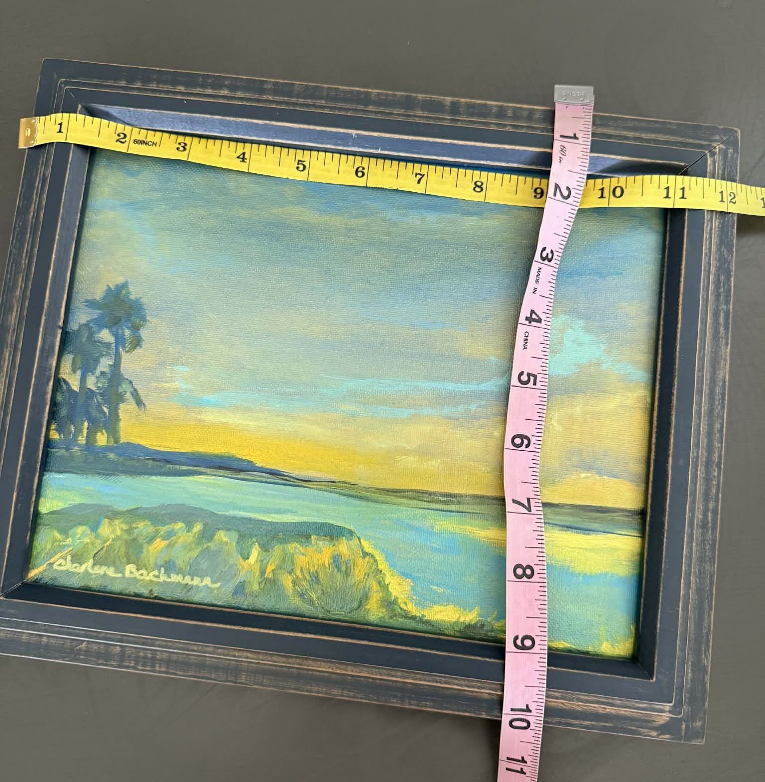 Original Framed Painting Acrylic Landscape Seascape Signed One of a Kind 12X10