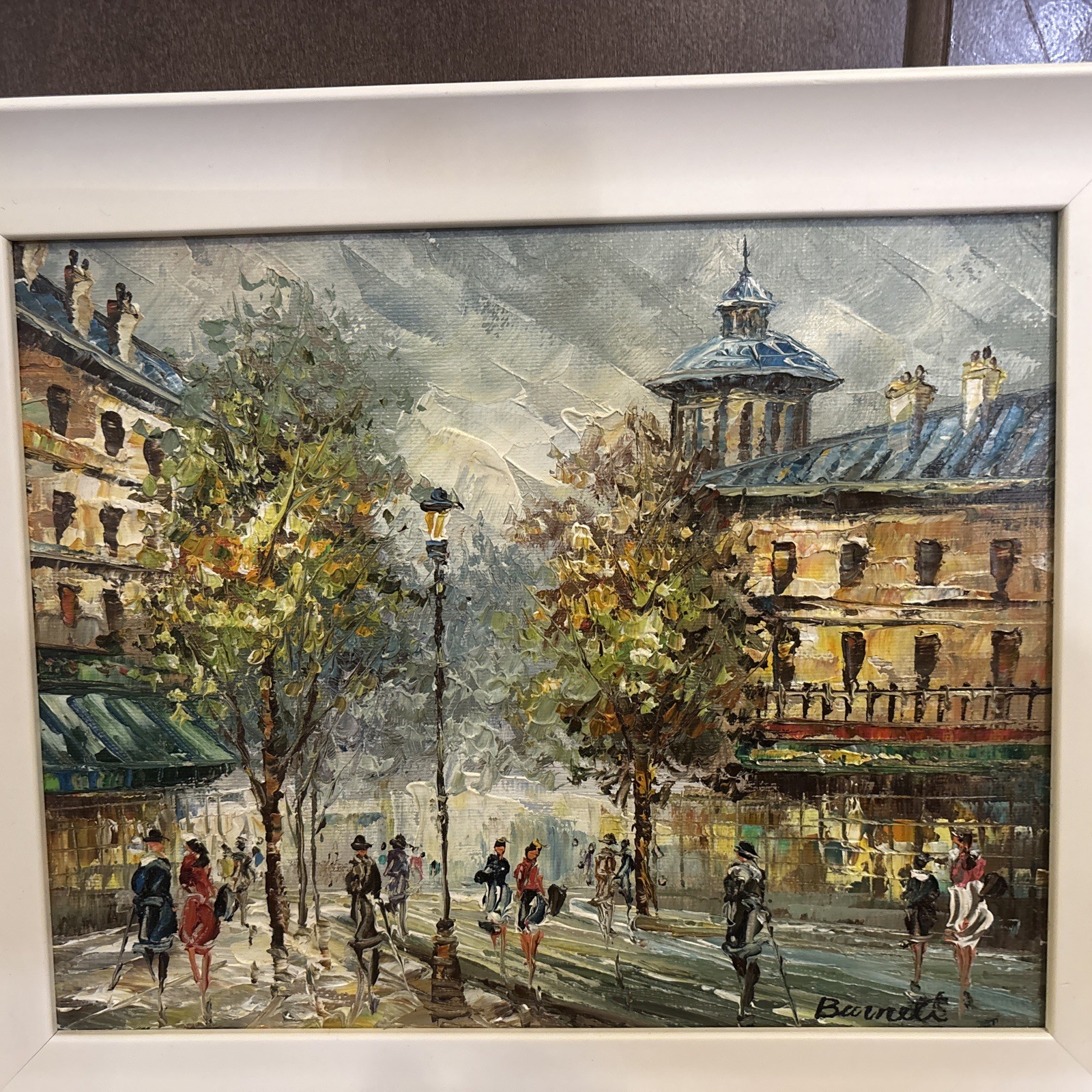 Caroline C. Burnett Original Oil Painting Paris Street Scene Signed 8”x10”