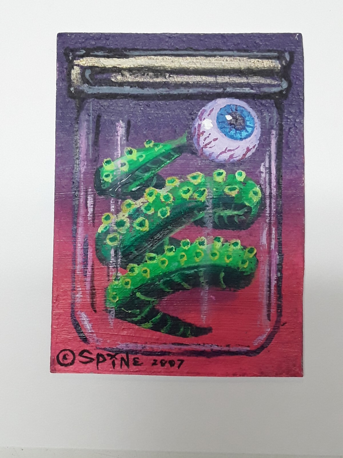 Tiny Size Original Art by Spine Horror DO NOT OPEN Monster 2.5 by 3.5 ACEO