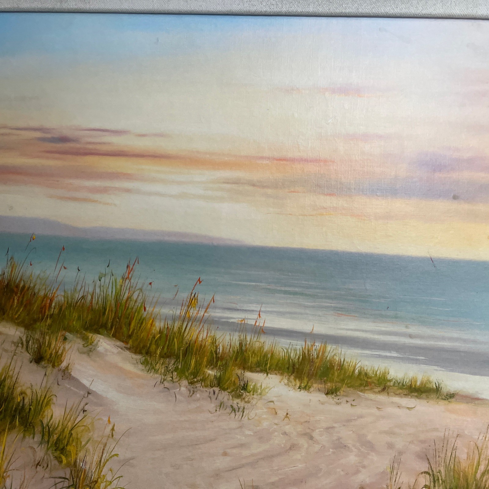Vintage Coastal Sunset Signed B.Smith Vtg Frame Orig Litho 31″X39″