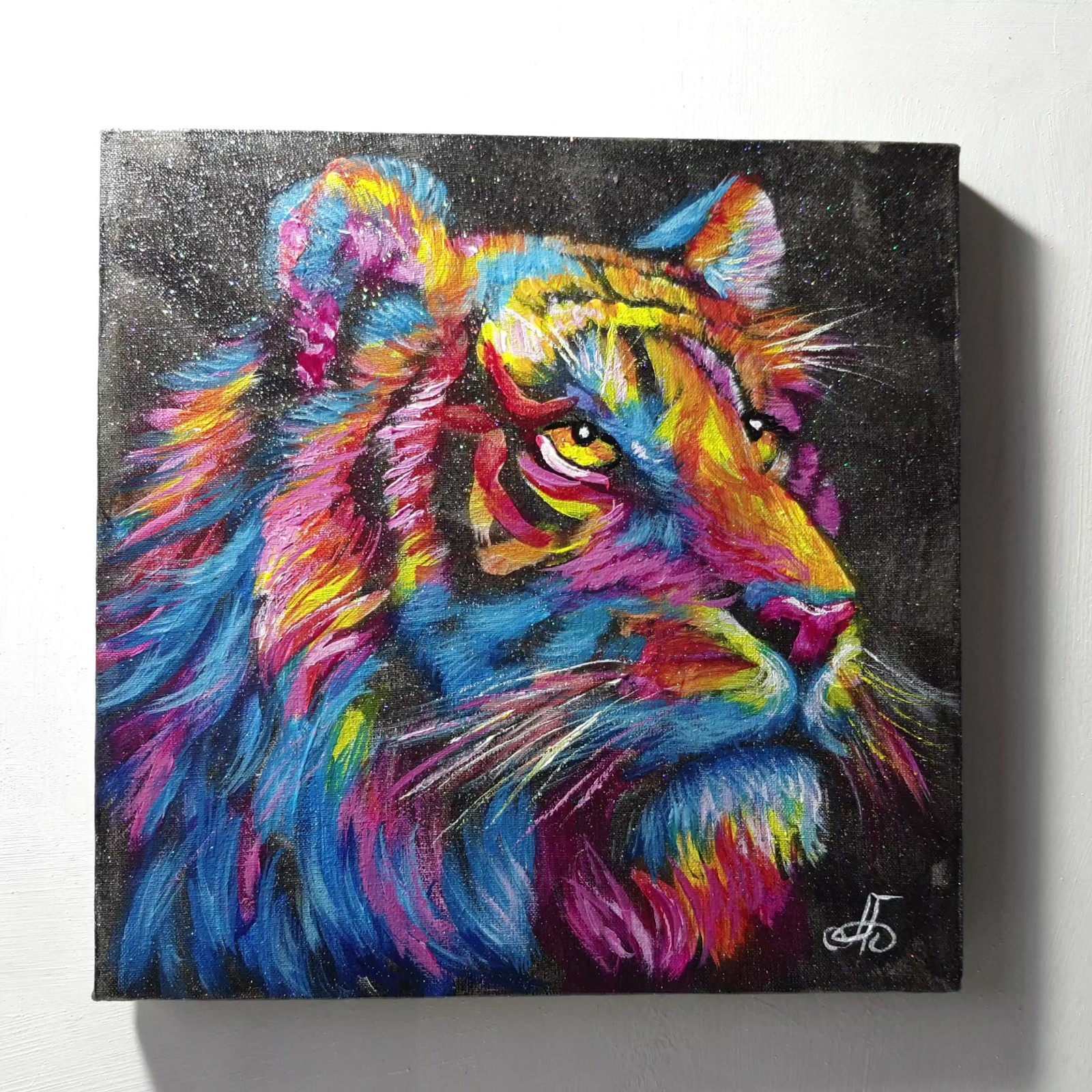 Tiger Colorful Original Acrylic Animal Painting Impressionist Ukraine Artist
