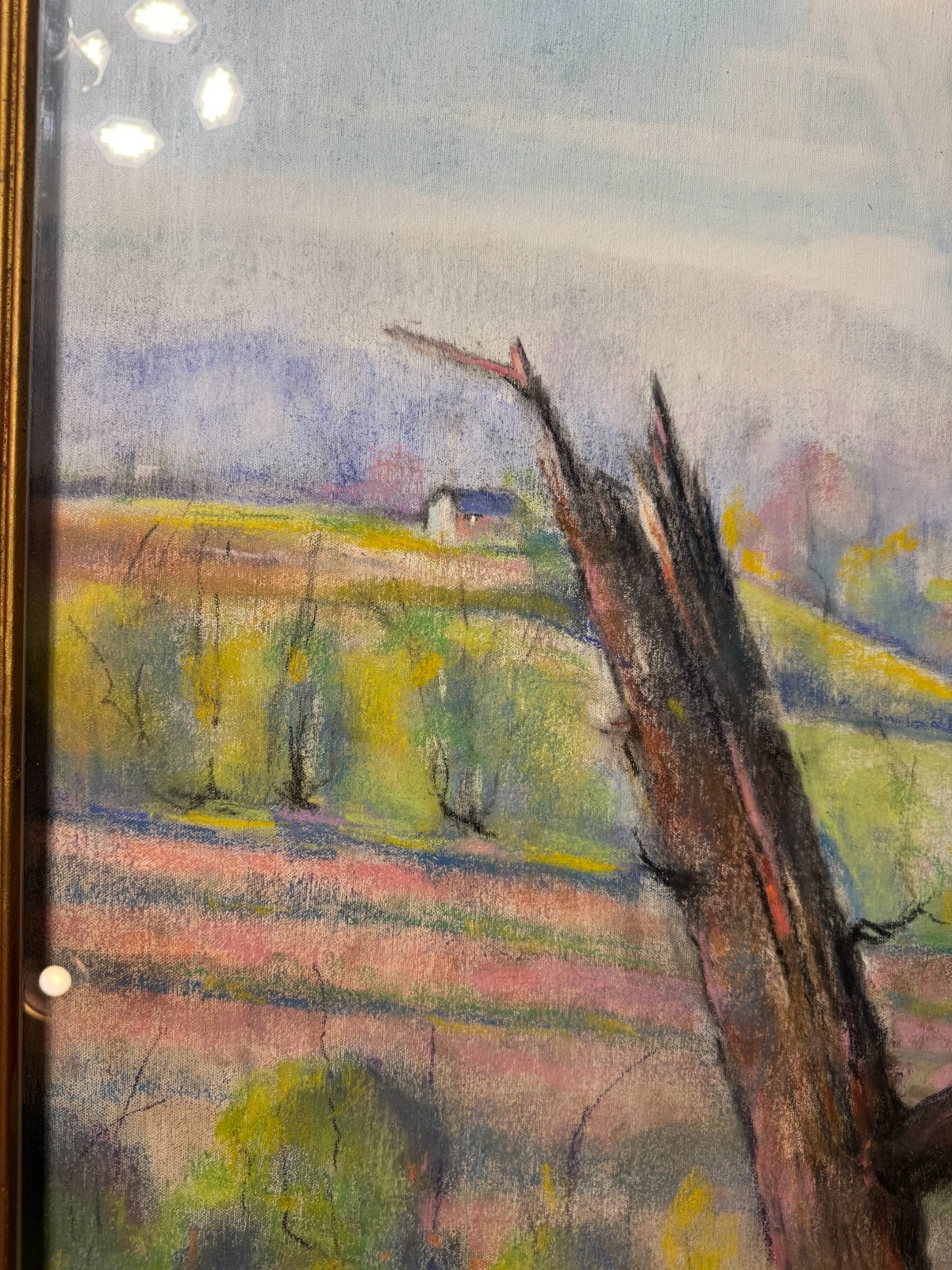 Huge Richard D. Schultz (1915 – 2007) «Children In Park» Pastel Painting -Framed