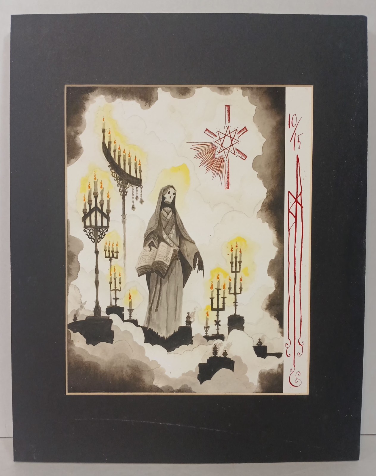 Valin Mattheis Limited Edition Watercolor Gothic Medieval Skeletal Priest Rites
