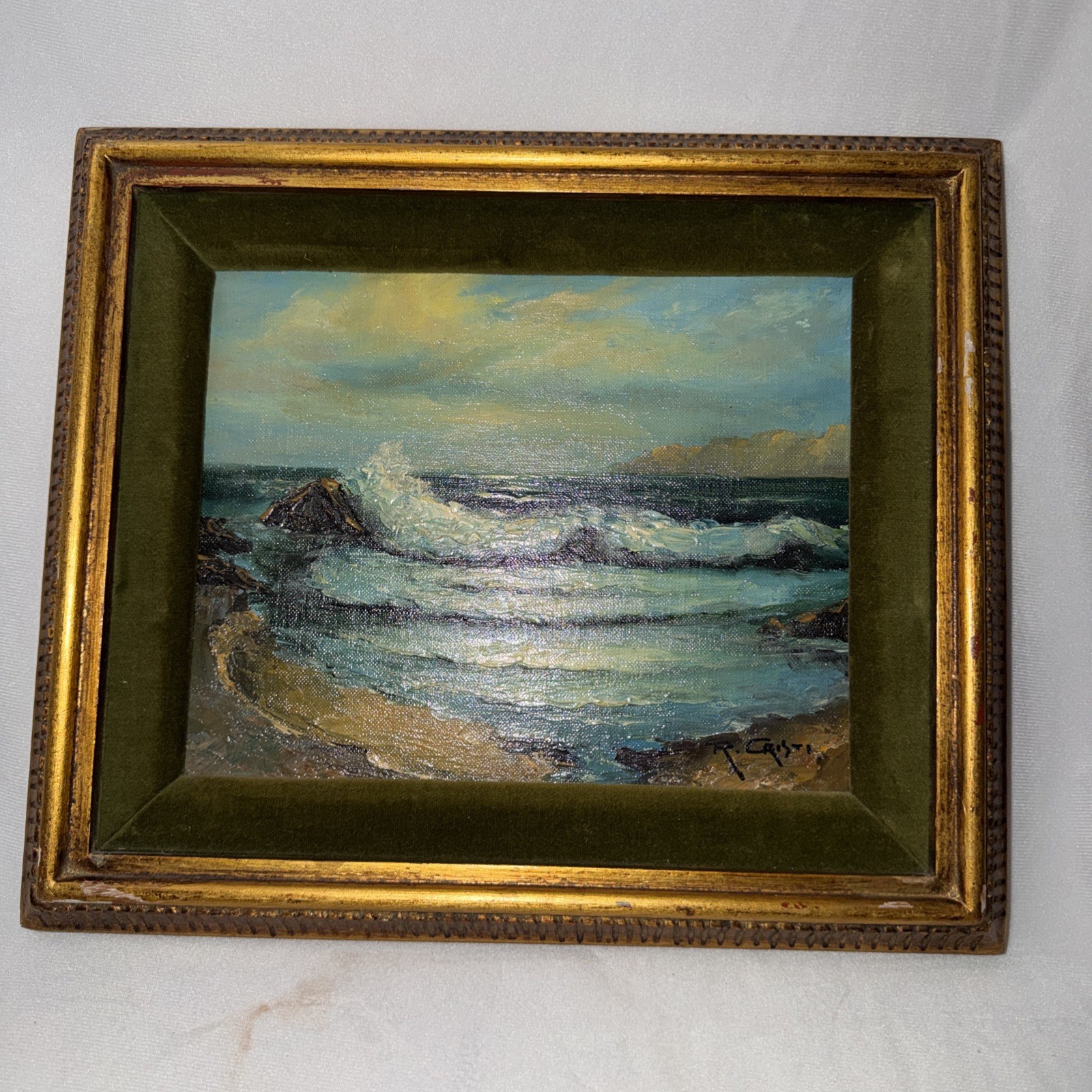 R. CRISTI «STORMY WATER» SEASCAPE, SIGNED OIL ON BOARD