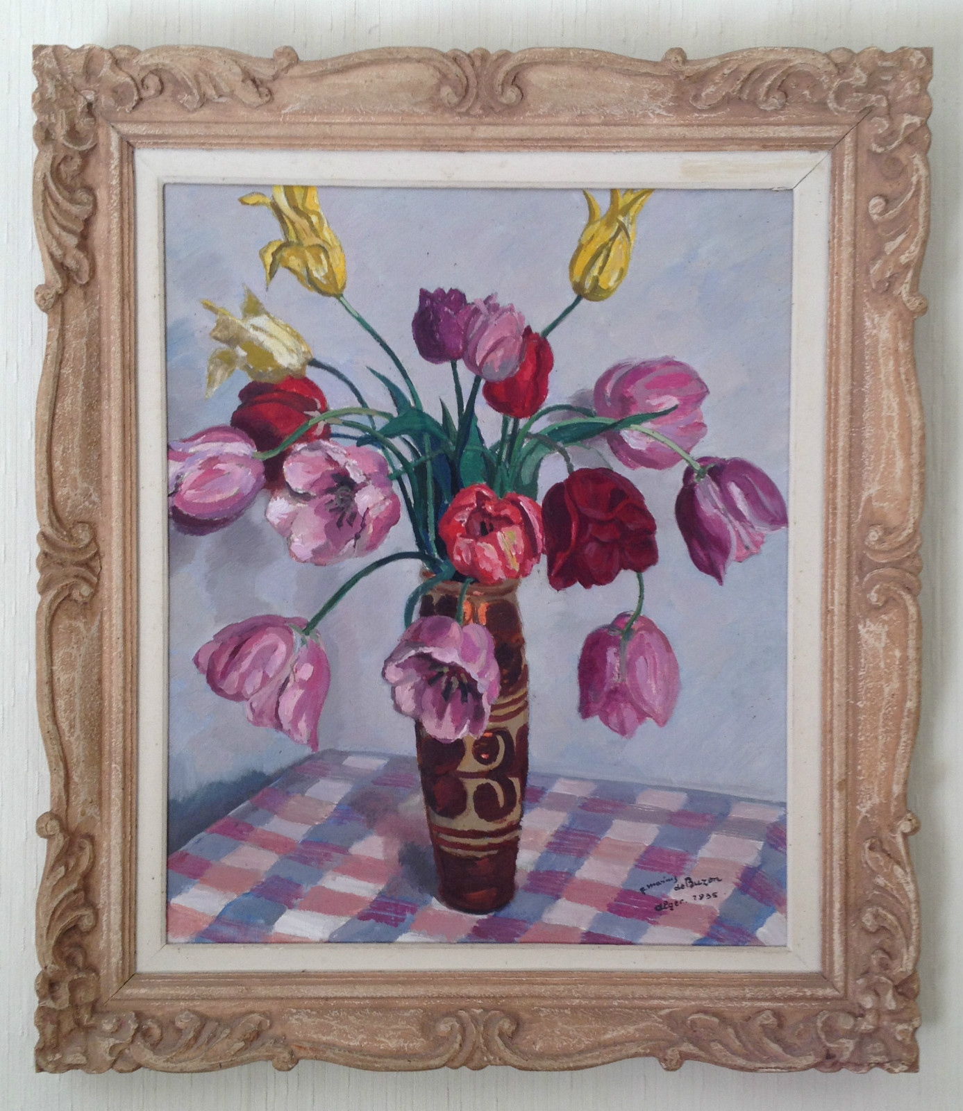 Frédéric De Buzon (1879-1958) «Bouquet Of Tulips, ALGER»