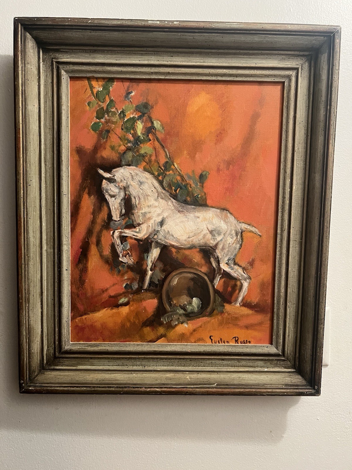 Vintage Oil On Canvas Impressionist painting Illinois artist Evelyn Russo