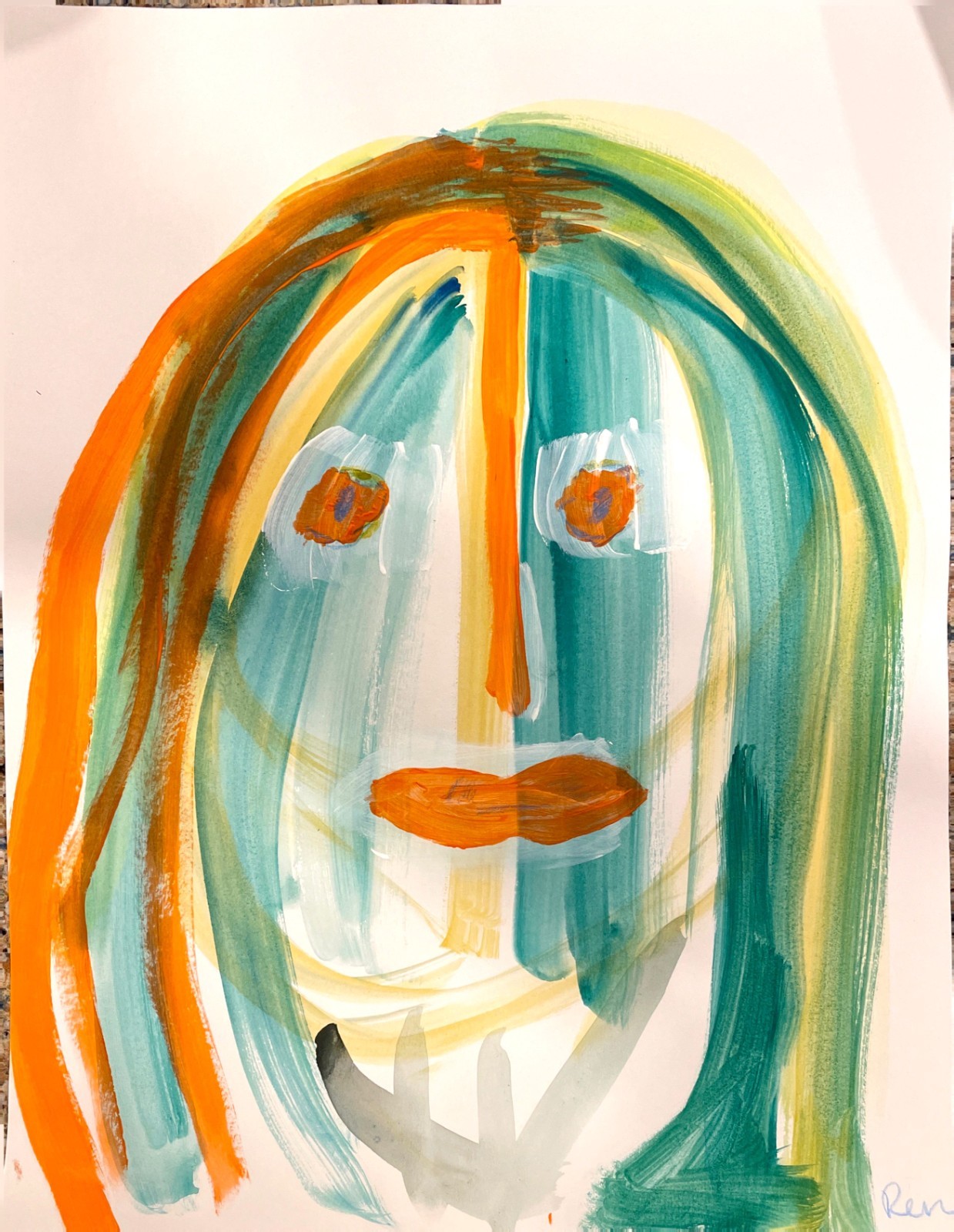 Expressive Face #12 11 X 14″ Watery Impressionist Water Color Painting Paper