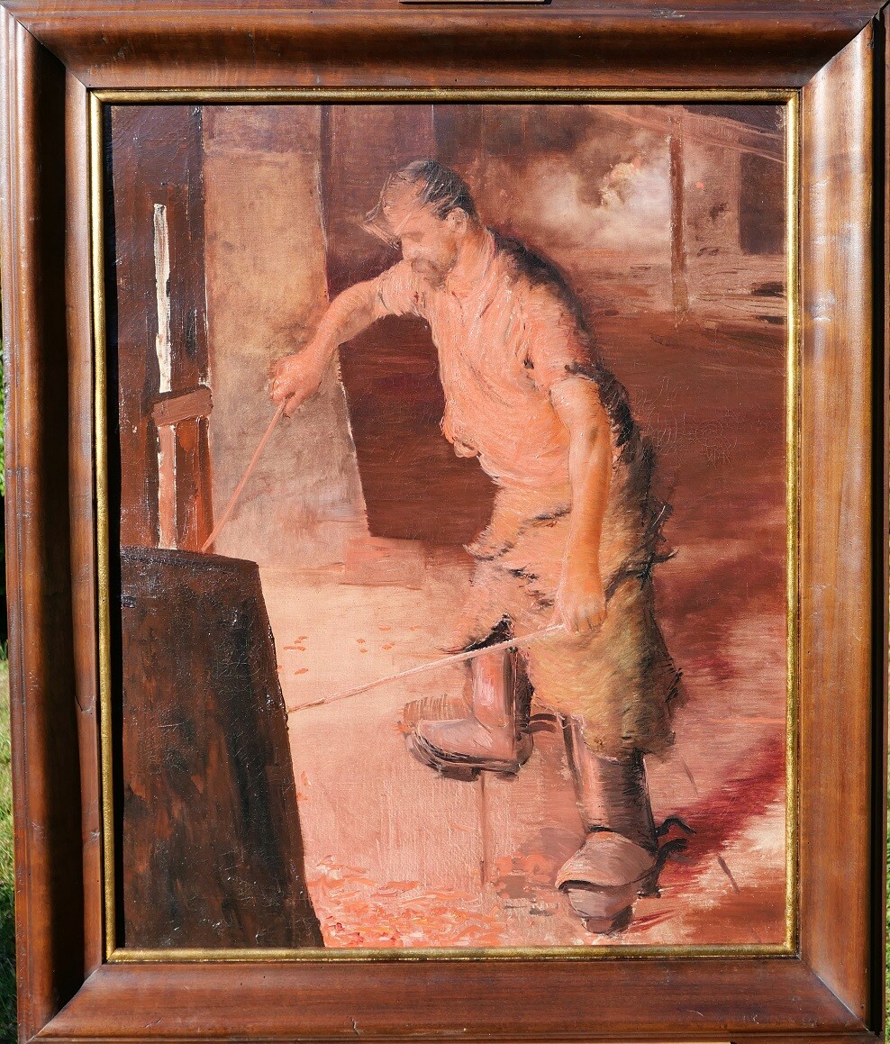 Lucien Jonas, Painting, Industry, Furnace, Foundry, Realism, Worker, Factory