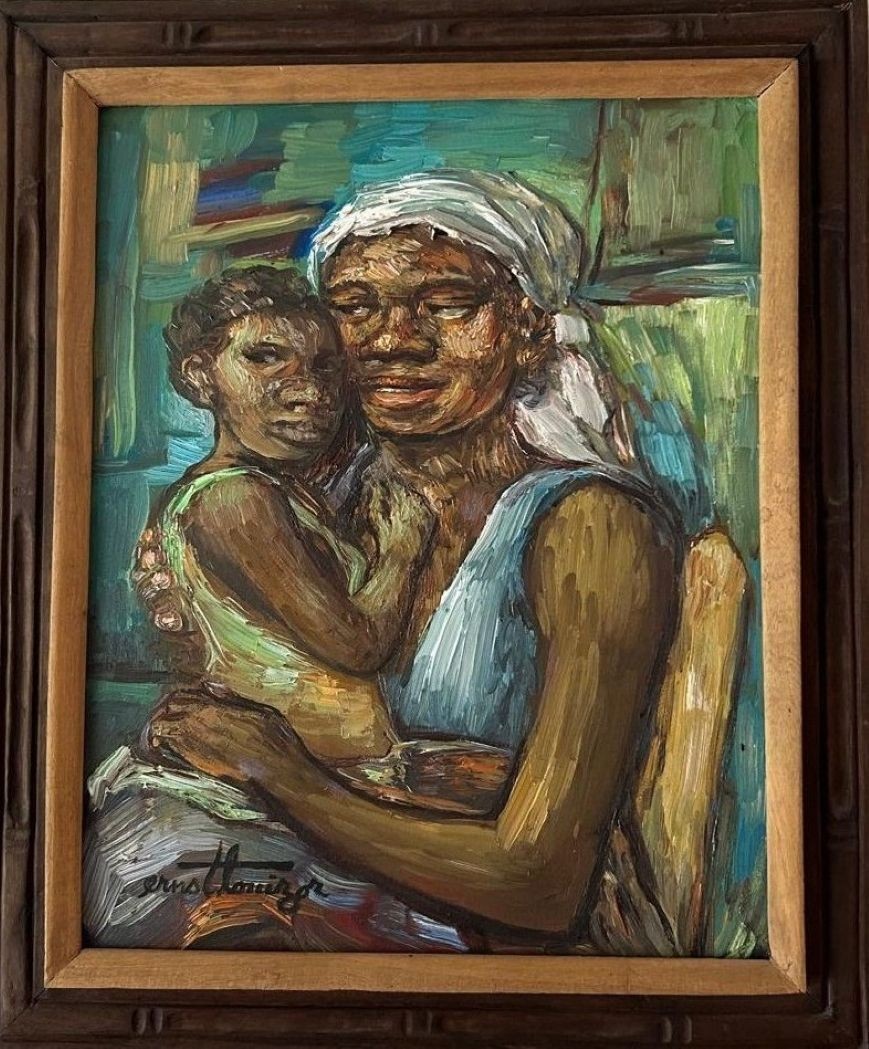 Vintage Haitian Painting by Ernst Louizor 16×20 signed & framed