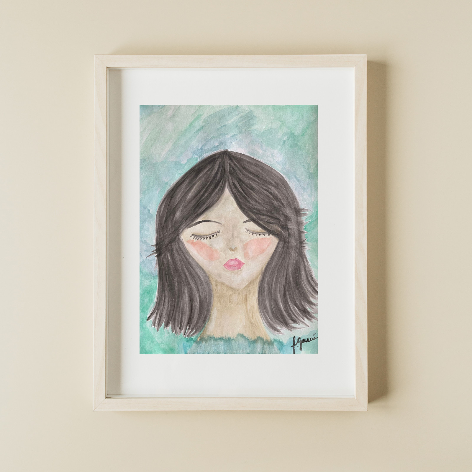 Original Fashion Girl 9×12 Expressionism Gouache Abstract Paper Naive Painting