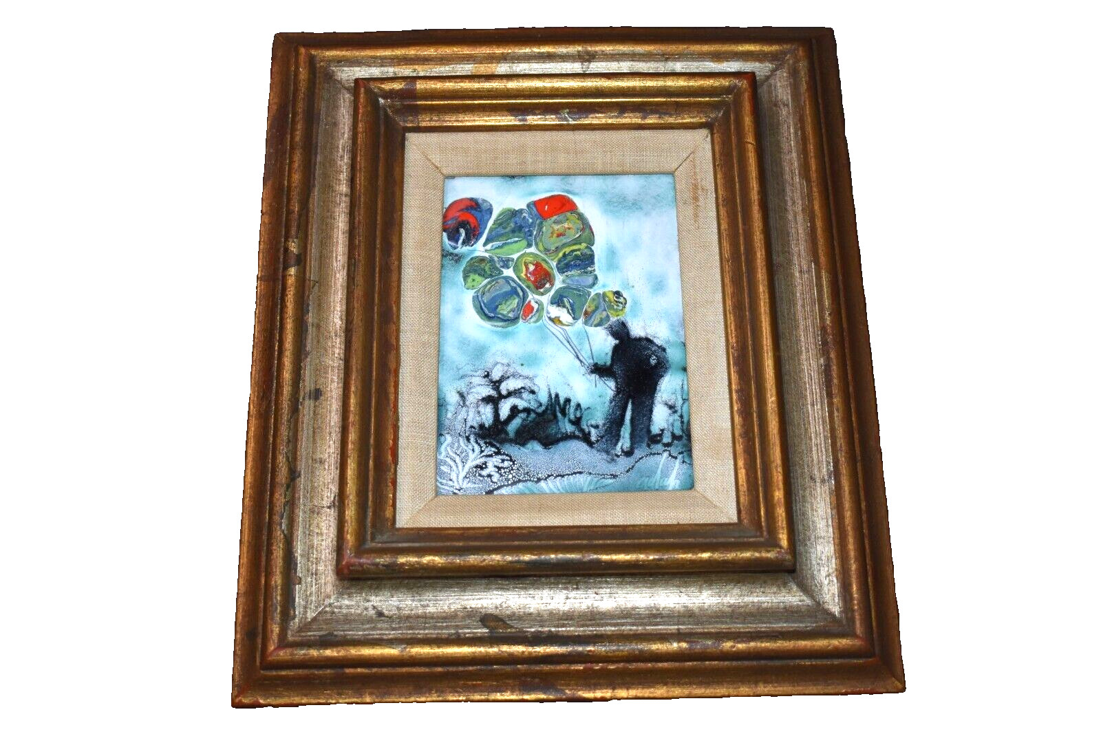 Vintage Original Signed ADAH Enamel on Copper Painting Signed