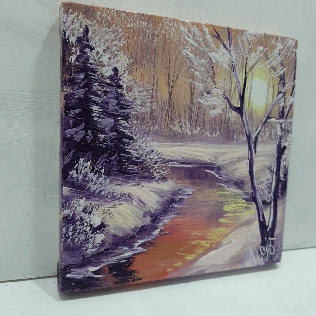 Gift Original Winter Painting Hand Painted Wall Art Home Decor Ukrainian Artist