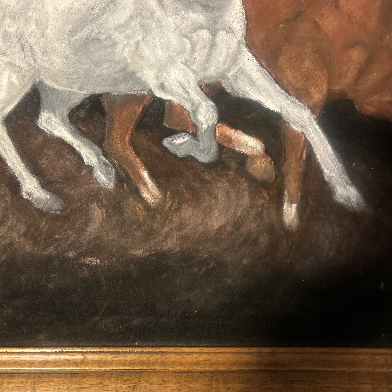 Horse Painting Signed DM 29 1/2”x 23 1/2” 32 1/2 X 26 1/2” With Frame
