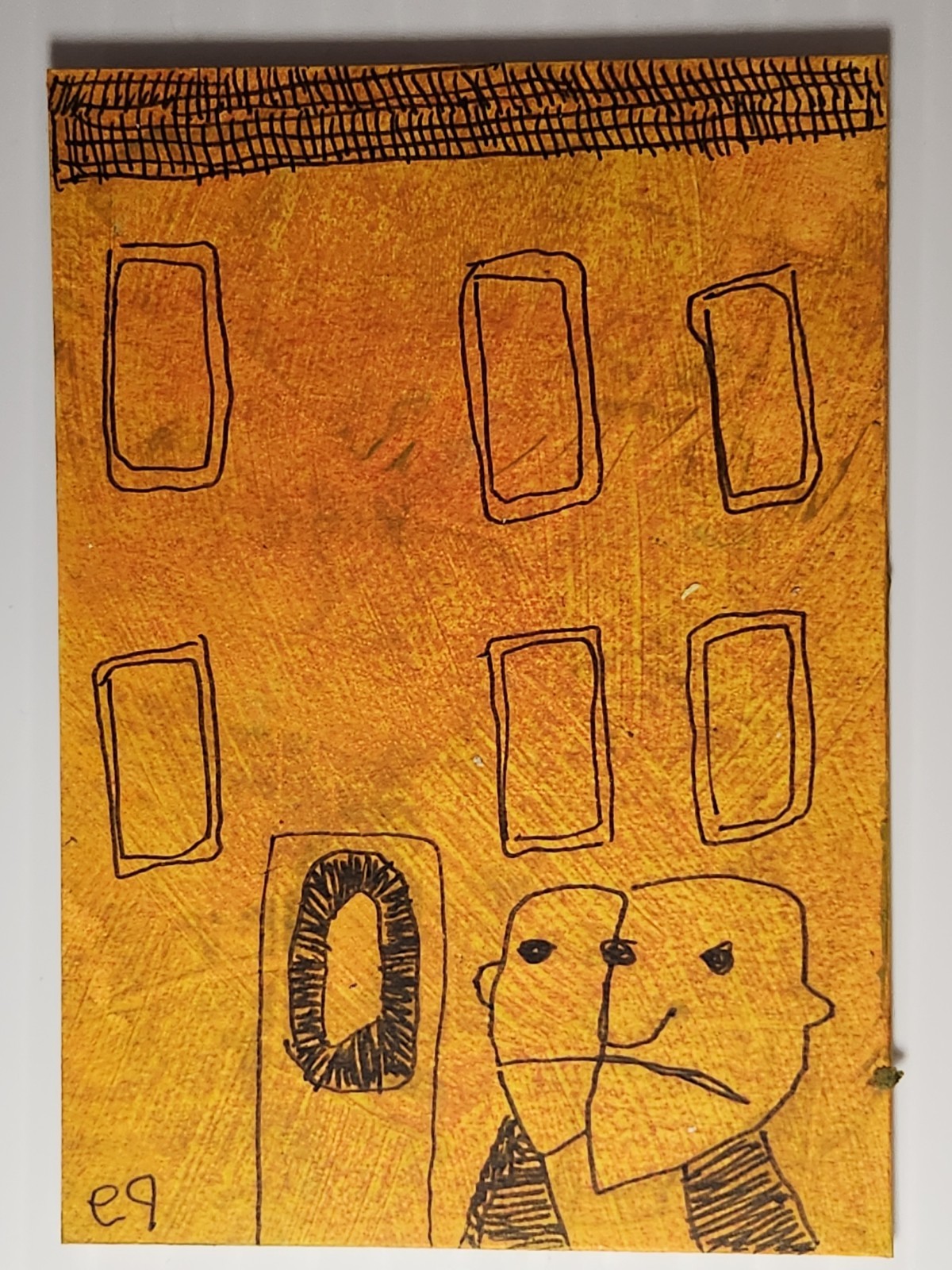 e9Art ACEO scrooges outsider art brut naive
