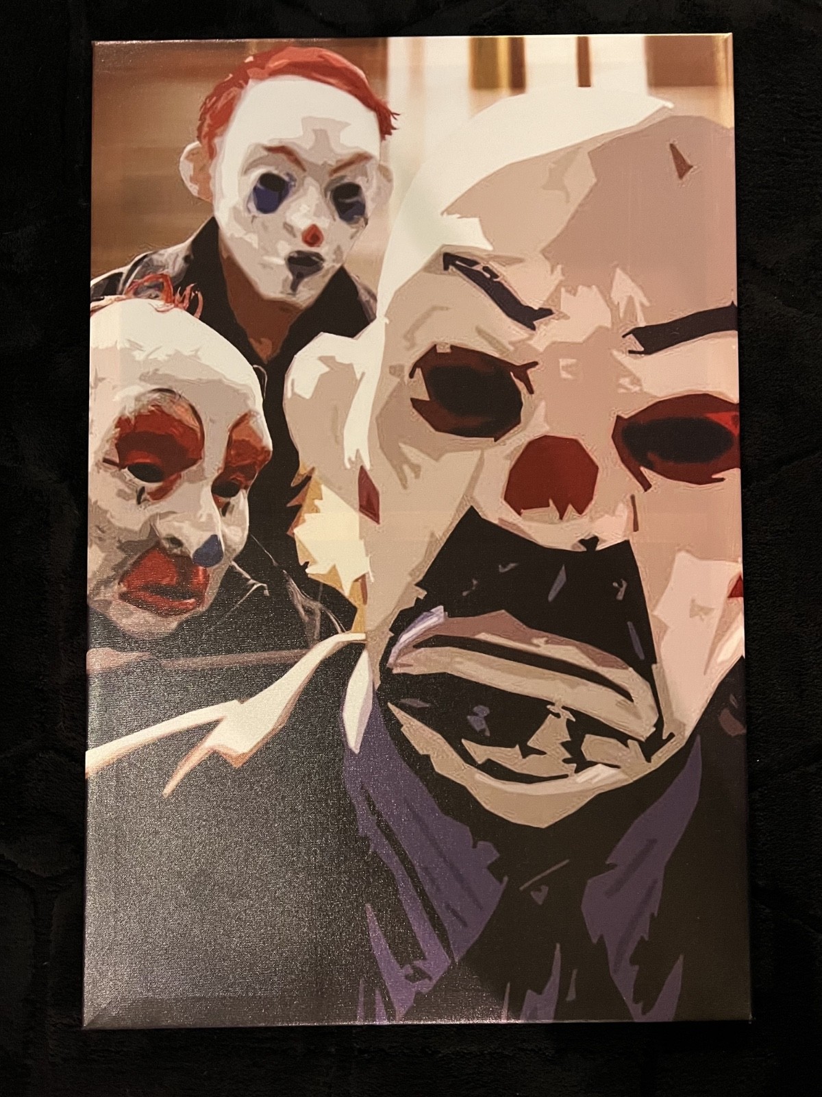 Batman Dark Night Joker Bank Robbery Mask Canvas Painting, 28×19″, DC Comics
