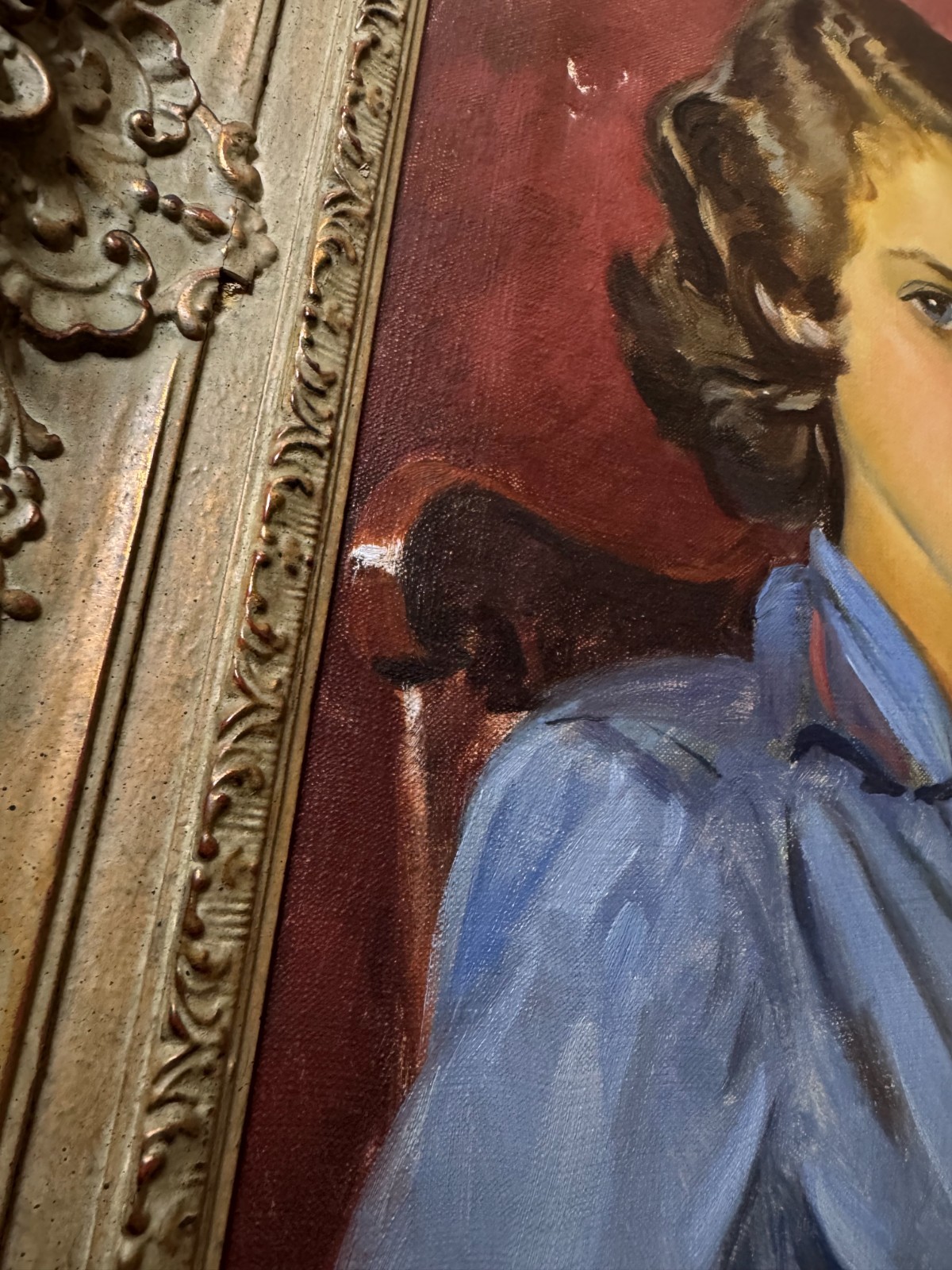 Magnificent Ben Solowey Oil «Portrait Young Woman» 49 Signed Oil Painting-Framed