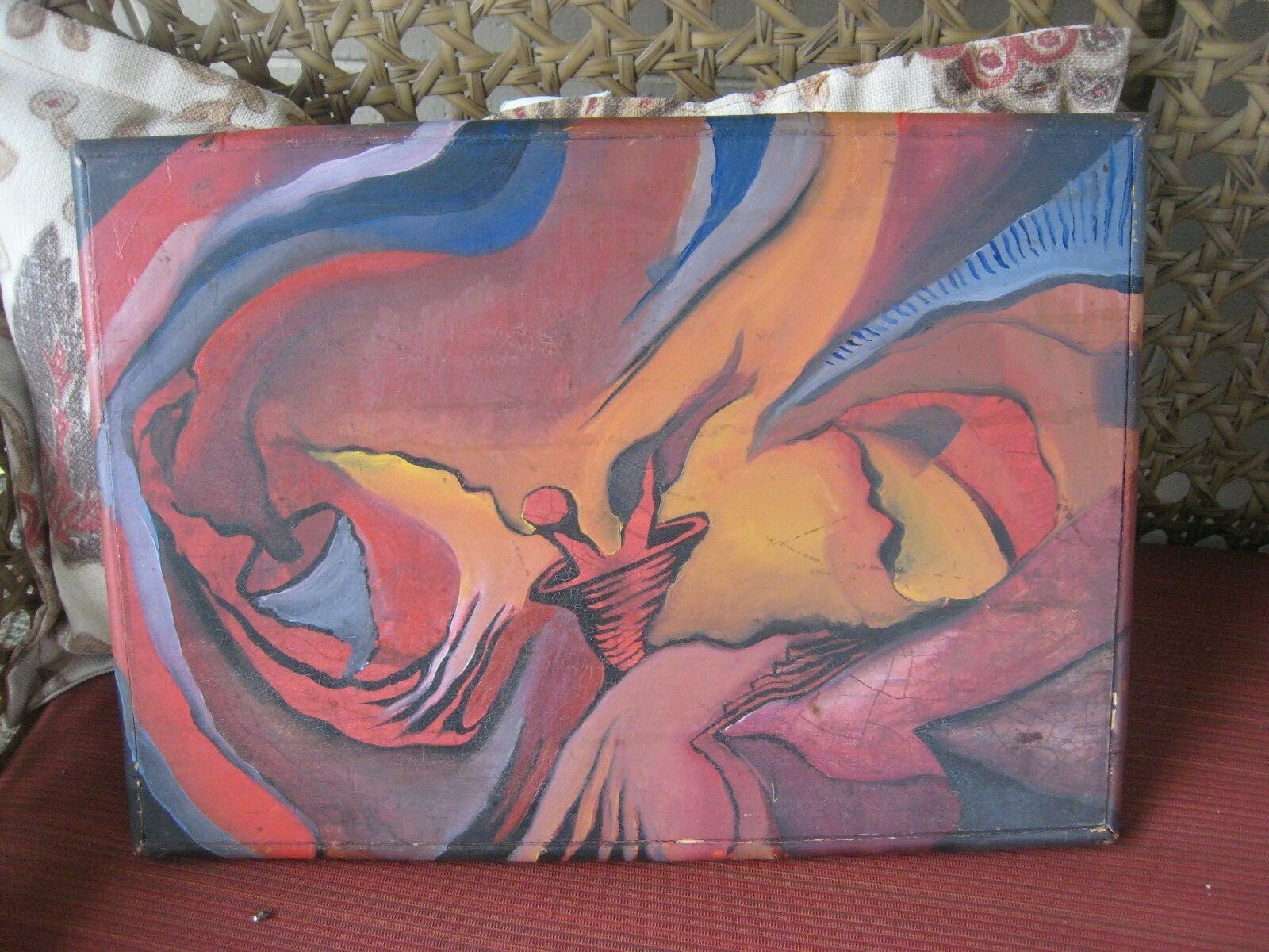 Mid century Surrealist Painting O/C 17 X 12 IN.