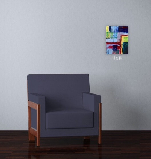 ShawNshawN Abstract Original Painting on Canvas – 11×14 Blue Green Yellow