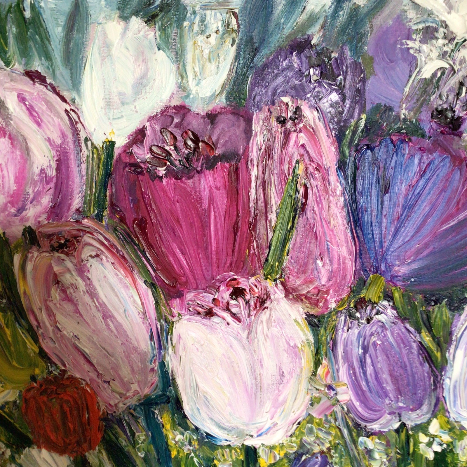 Tulips garden 2. Original Oil Pairing