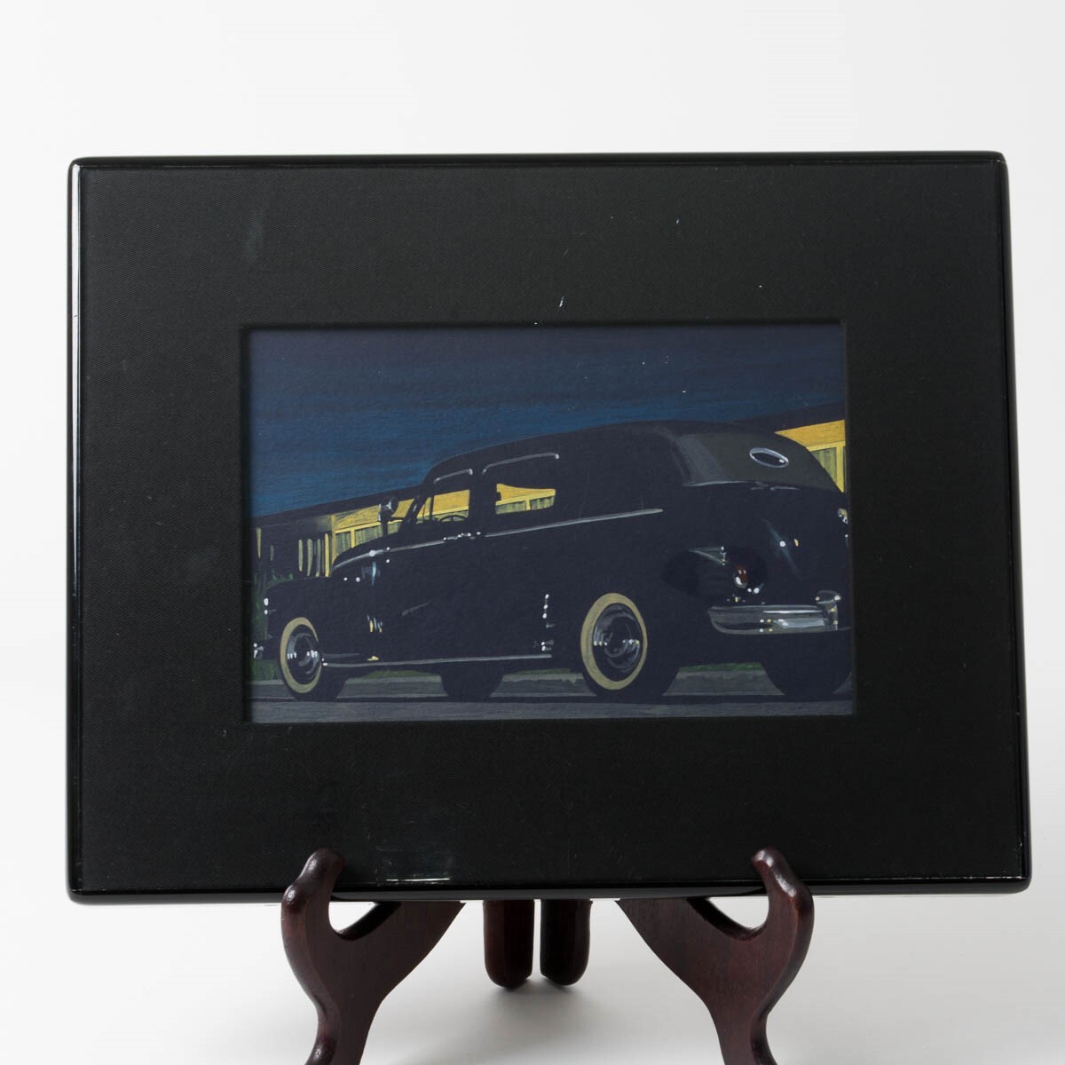 Original James Farrah Car Painting Packard Mercury Black 15-3/8″ x 12-1/8 Framed