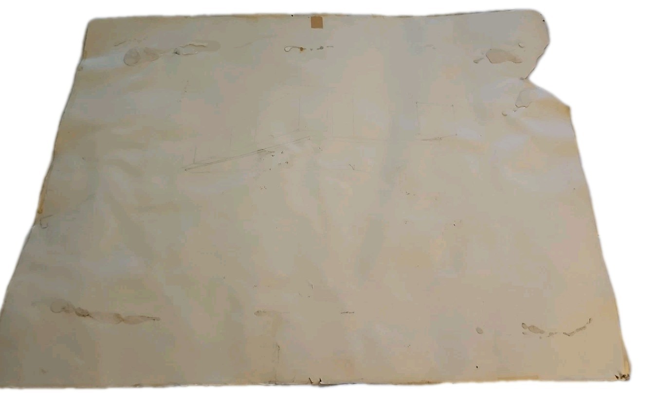 1976 B Wyeth Cordelia Junction Watercolor Fairfield CA Train Cars Arches 30×22.5