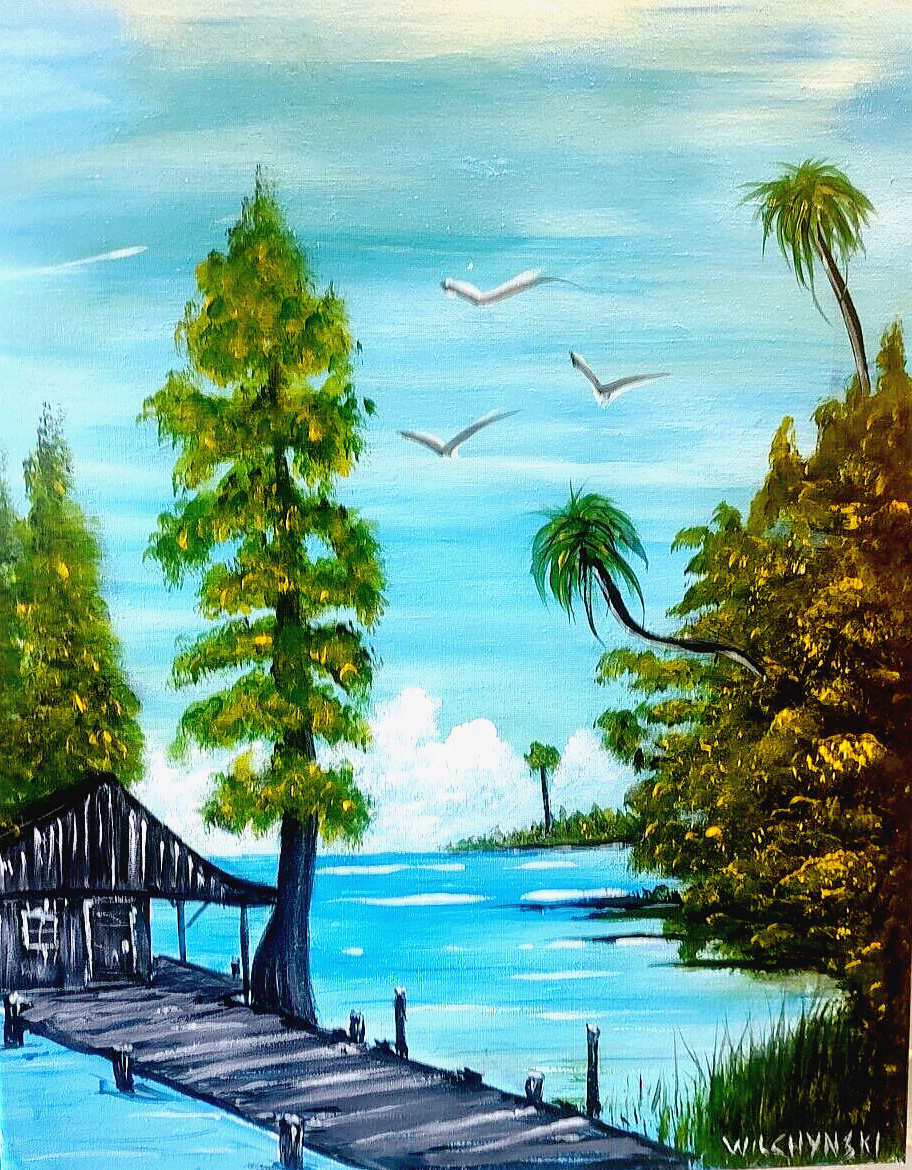 Florida Highwaymen Style – Original painting – Fishhouse Cove River»