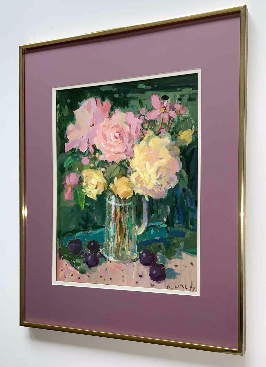Van Waldron – California Impressionist – Roses & Plums -Original Painting